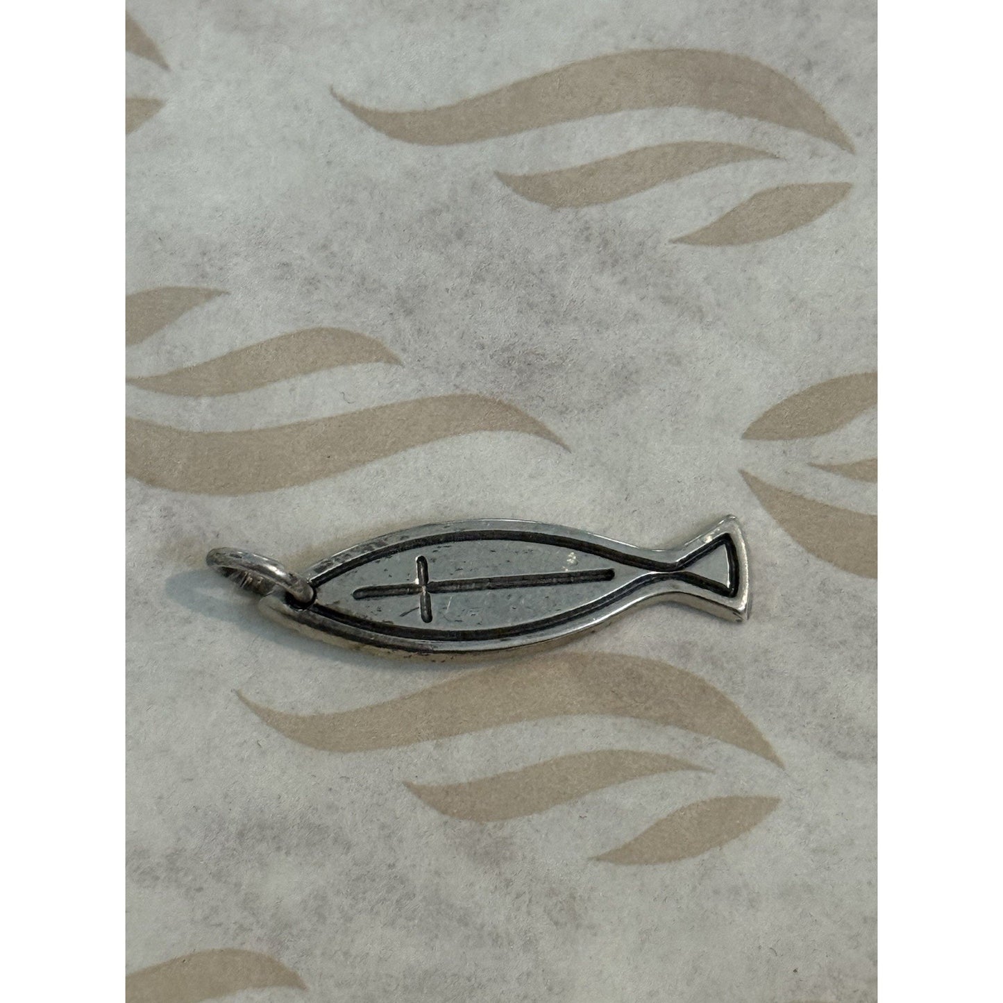 James Avery Retired Sterling Silver RARE Original Ichthus Fish Cross Pendant Pre-Owned