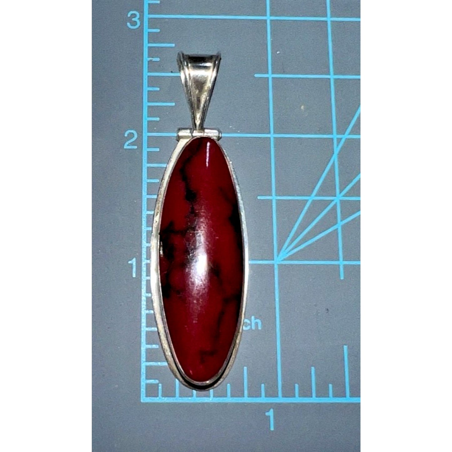 Large Sterling Silver Red Jasper Pendant – Oval Cabochon, Vintage Mexico .925