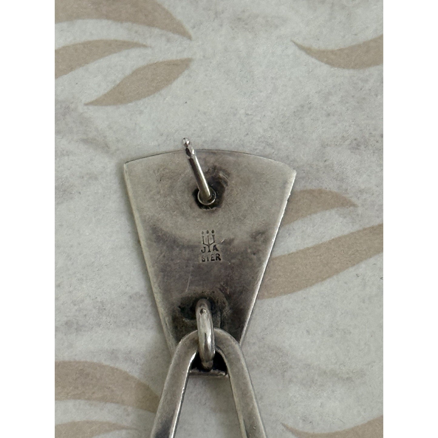 James Avery Retired Rare Sterling Silver Striped Dangle Angular Earring Pre-Owned