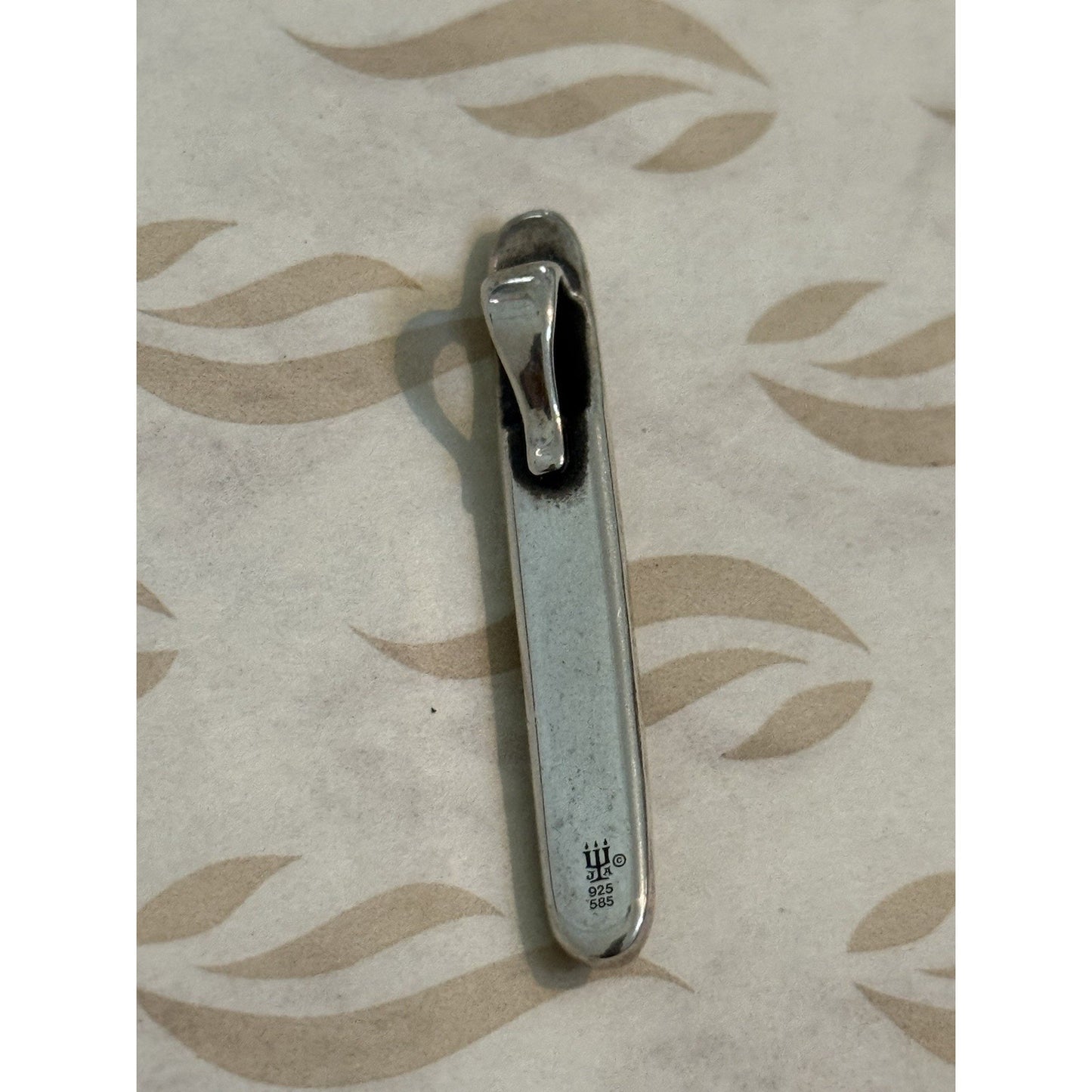 Pre Owned James Avery Retired Sterling Silver & 14k Gold Geometric Bar Pendant