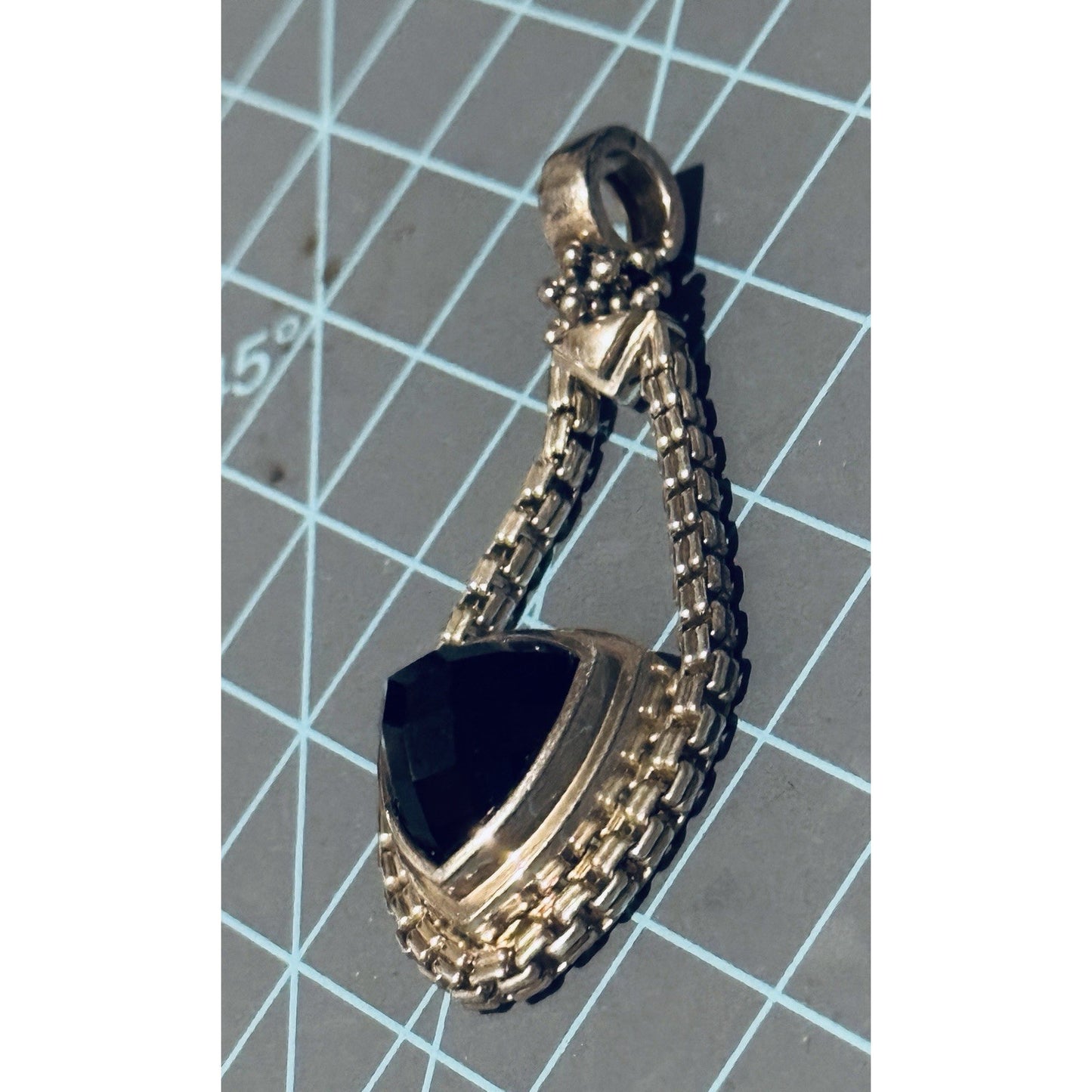 Michael Dawkins 925 Sterling Silver Black Onyx Pendant Enhancer Chain Link 17g