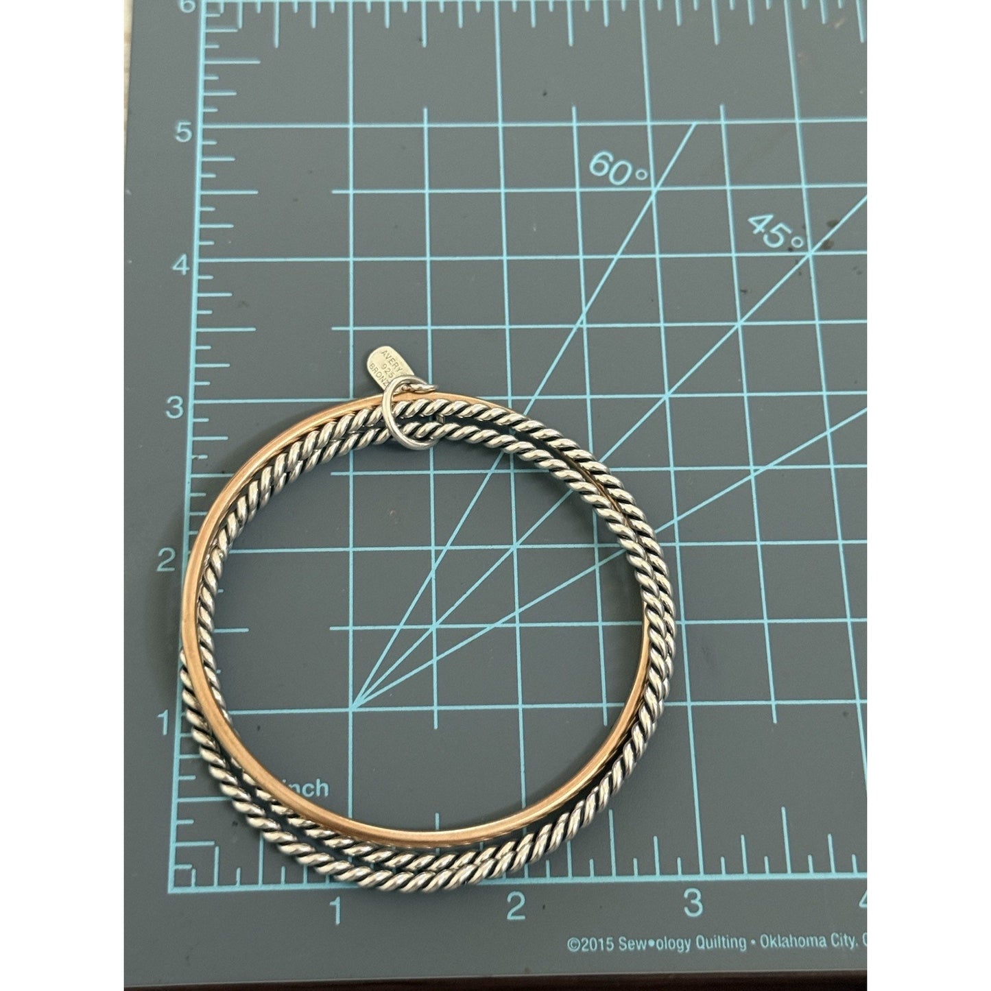 Pre Owned James Avery Retired Bronze & Sterling Silver Twist Bangle Bracelets