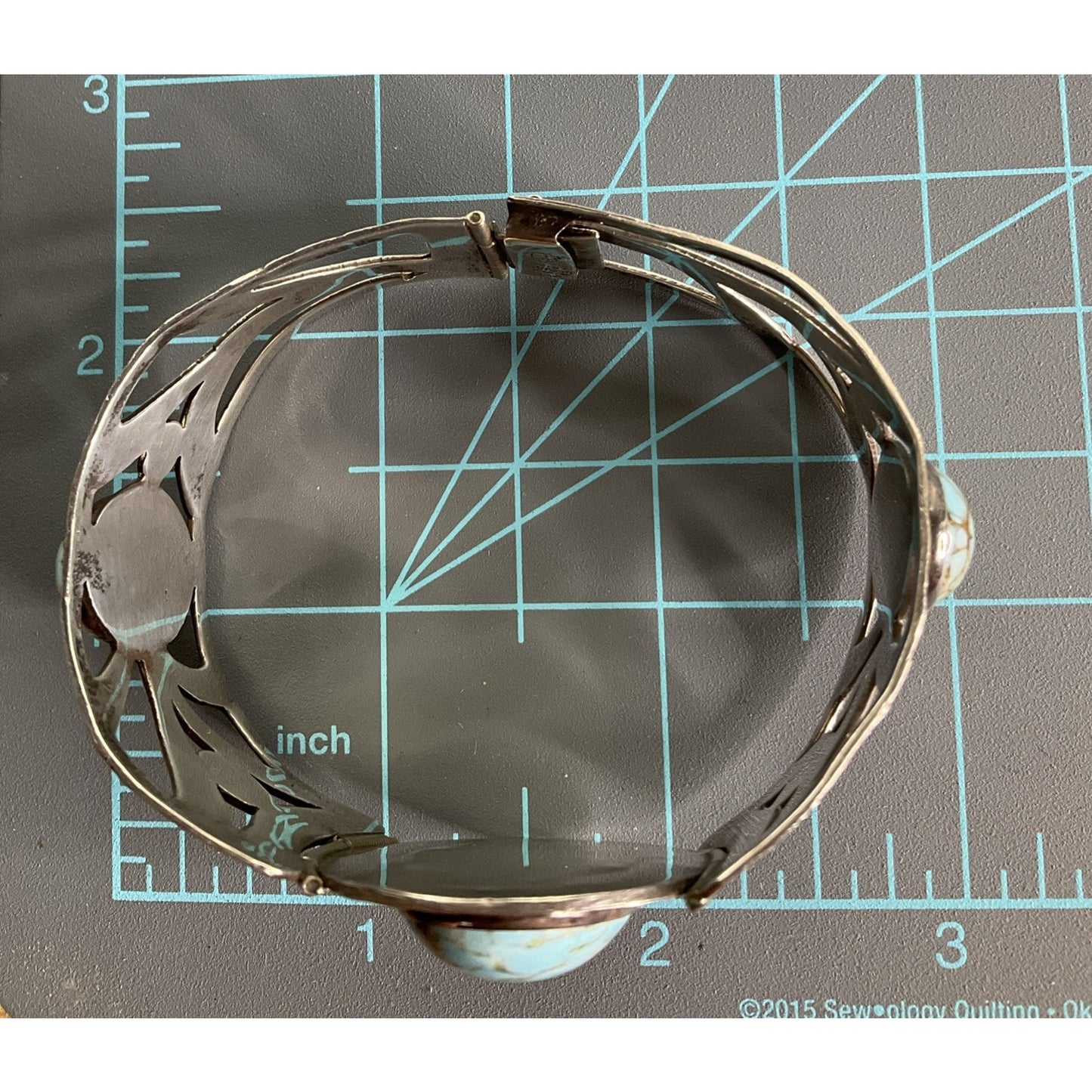Vintage Taxco Mexico 925 Sterling Silver Turquoise Cuff Bracelet 38g