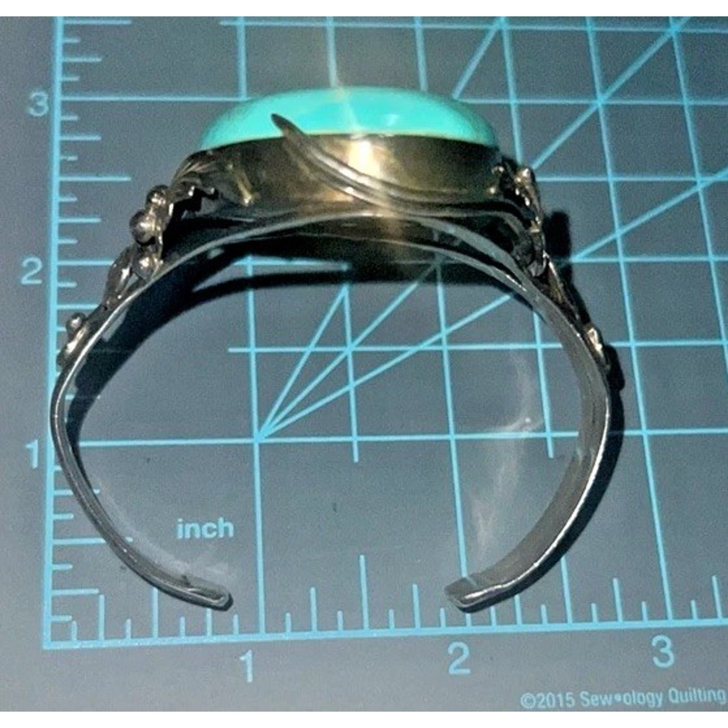 Vintage Navajo Sterling Silver Turquoise Cuff Bracelet – Large Oval Cabochon