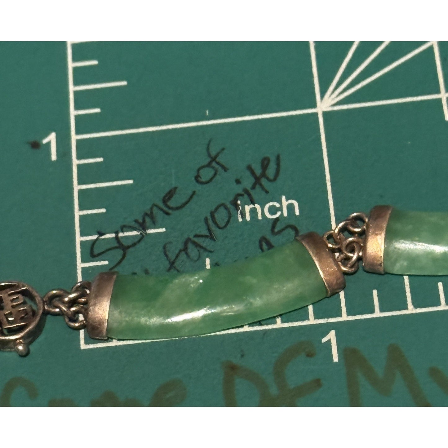 Vintage Jade Barrel Bar Bead Necklace Sterling Silver 925 Chinese Export 17” 23g