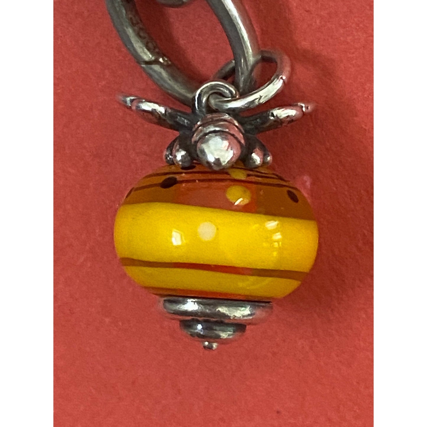 James Avery Retired Silver Finial Original Release Honey Bee Glass Art Bead Pre-Owned