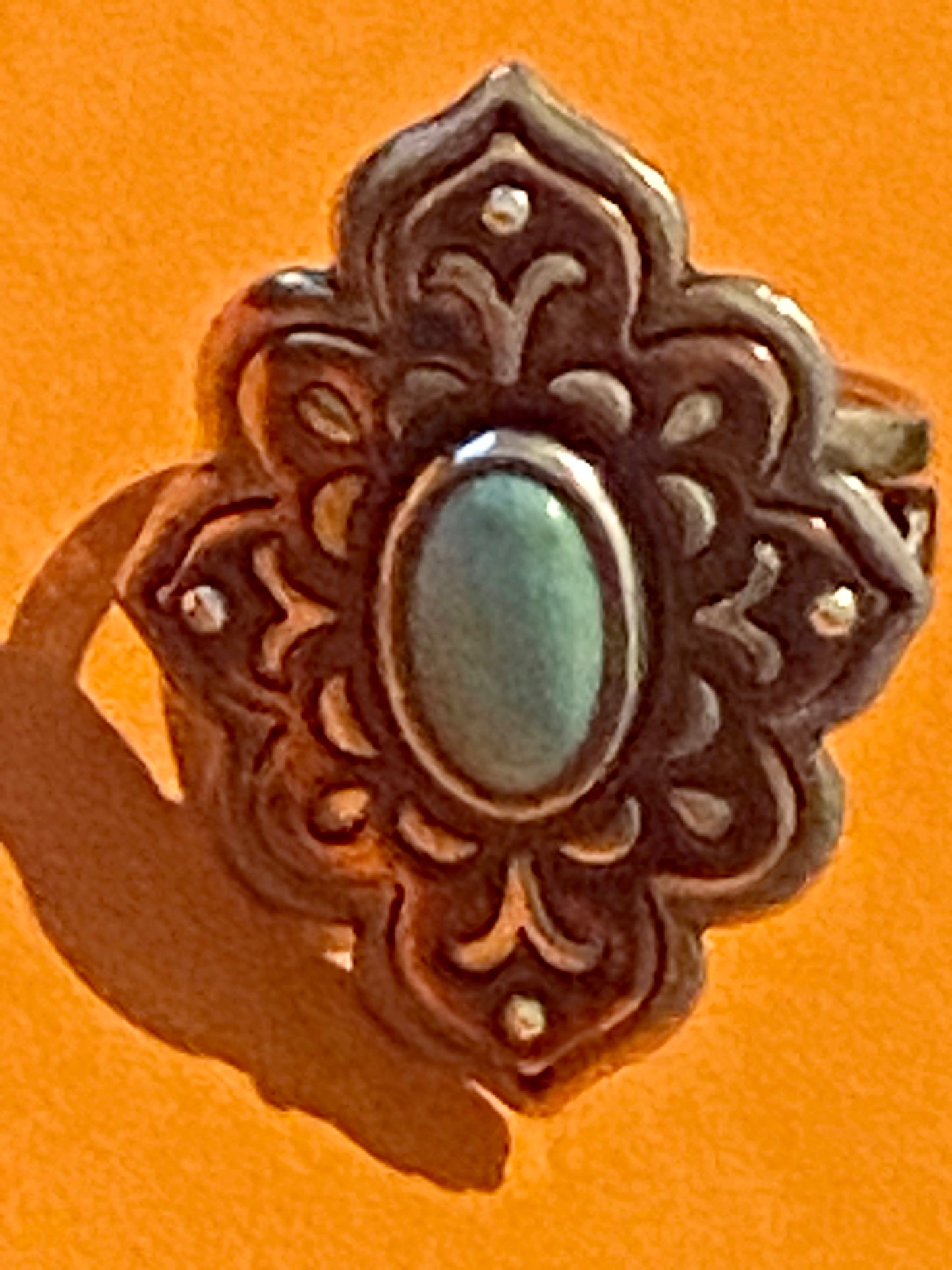 Pre-Owned James Avery Retired & HTF Tanger Silver and Copper Turquoise Ring Size 9.5