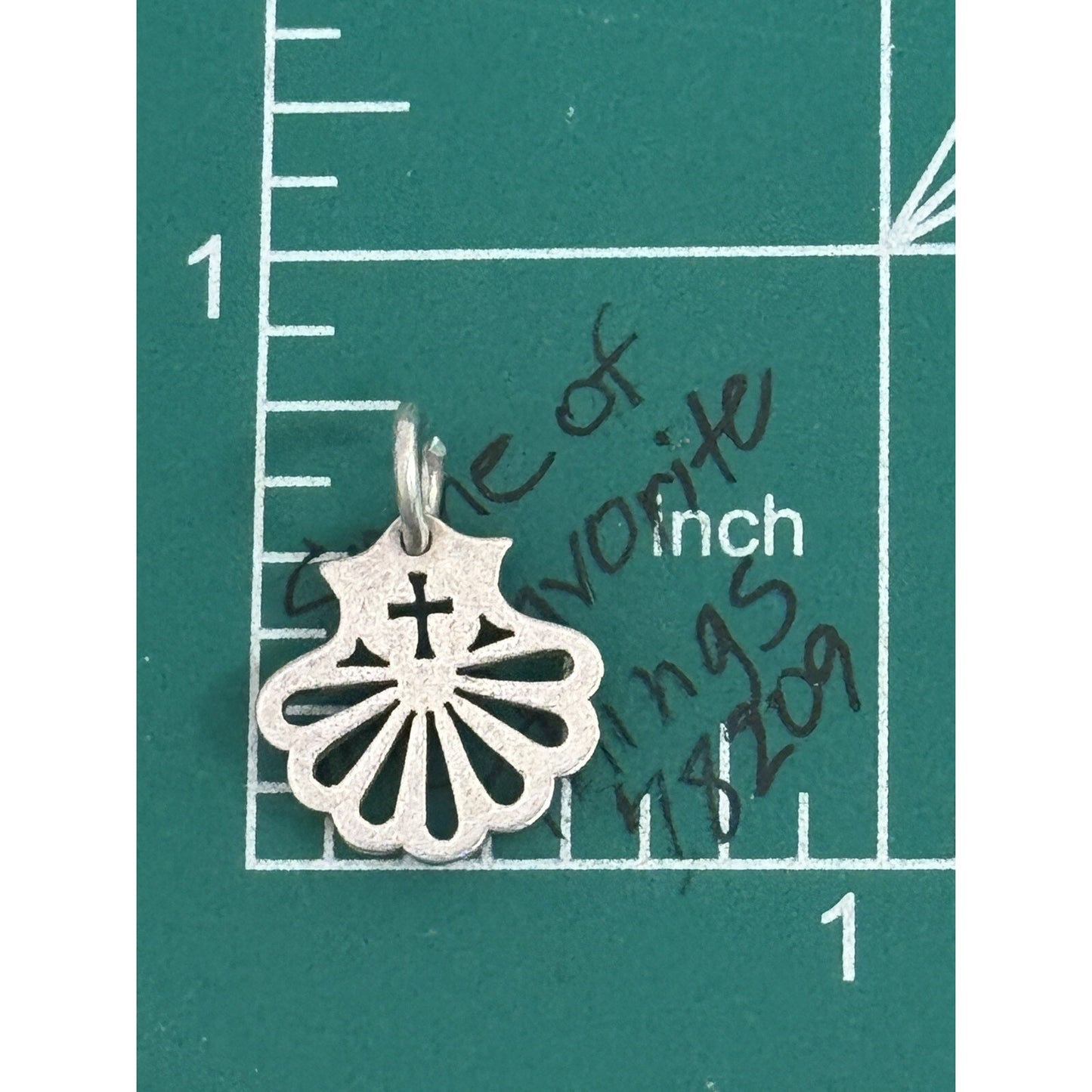 Retired James Avery Sterling Silver Open Shell Cross Baptism Charm Pre-Owned