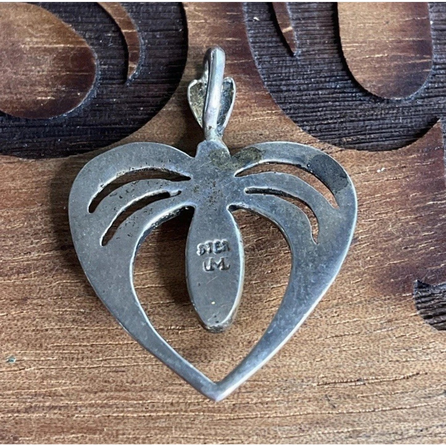 Vintage Sterling Silver Heart Pendant With Turquoise Southwestern Style