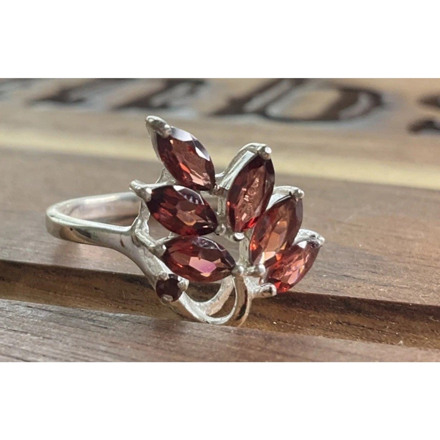 IBBC Sterling Silver Leaf Vine Wrap Ring 925 Marcasite Style Bypass Ring Size 7