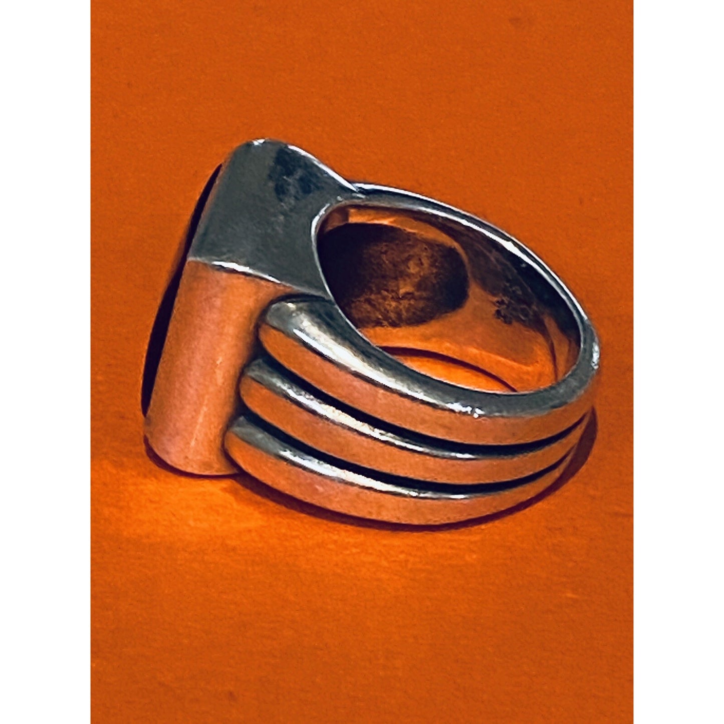 James Avery Retired Silver Square Black Onyx Ring Size 8 Pre-Owned