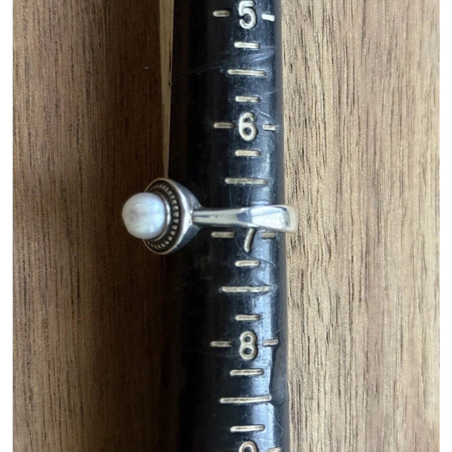 James Avery Retired Sterling Silver Vintage Beaded Ring W/ Cultured Pearl Sz 7