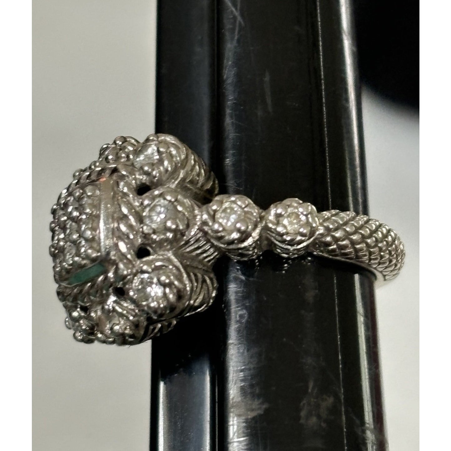 Judith Ripka Sterling Silver Diamonique Halo Cluster Ring size 7 - 9gr