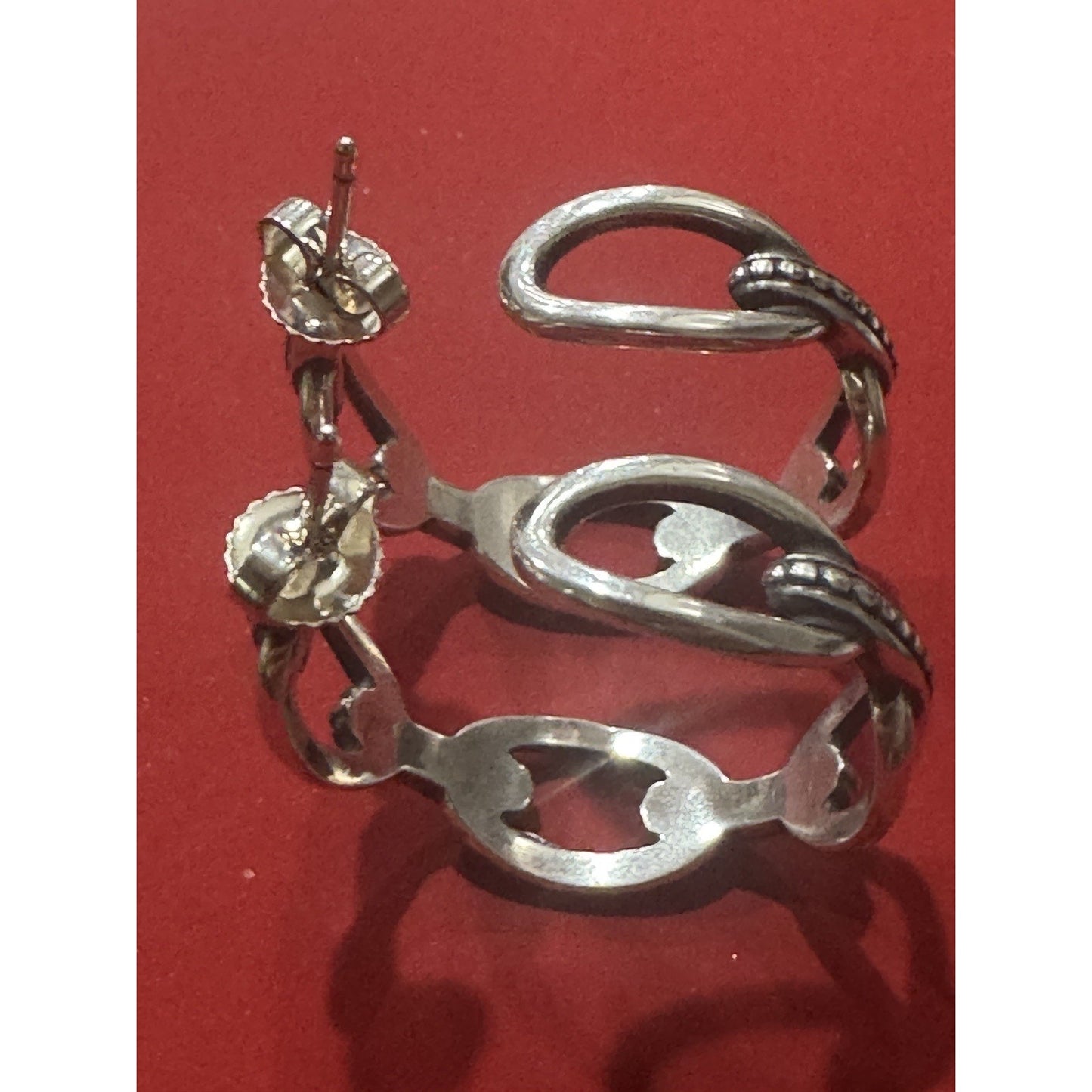 James Avery Retired Sterling Silver Beaded Connected Link Earrings Pre-Owned