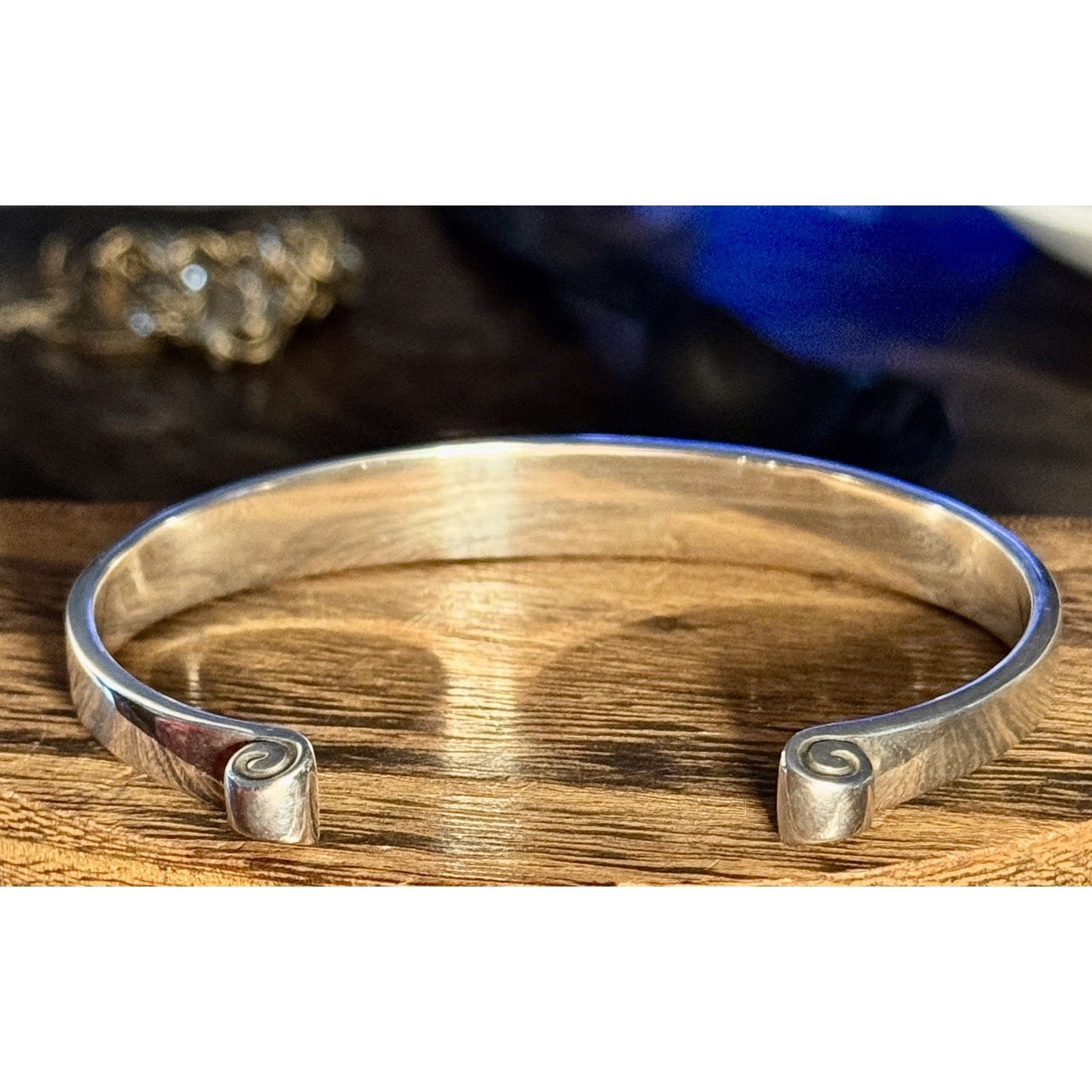 Retired James Avery Sterling Silver Greek Scroll Cuff Bangle Bracelet Pre-Owned