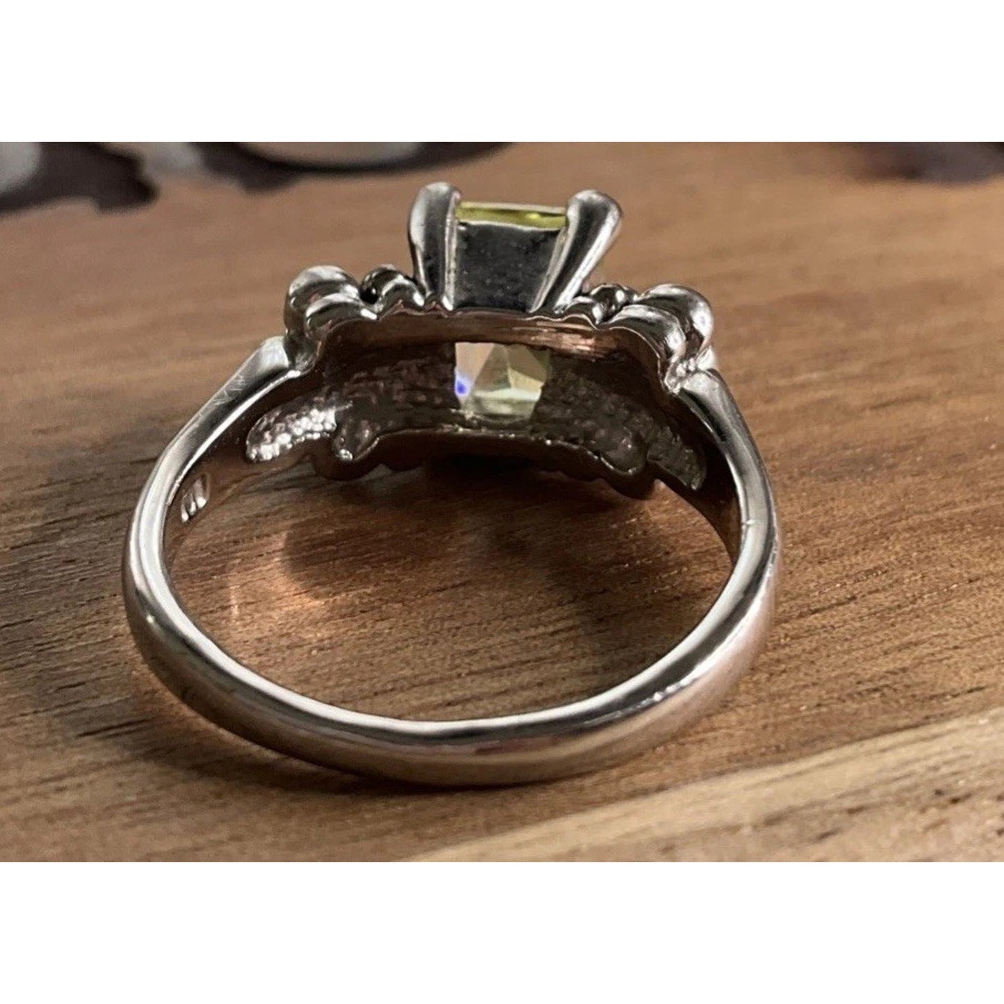 STERLING SILVER VINTAGE 925 Lemon Quartz Cushion Gemstone Ring Size 9