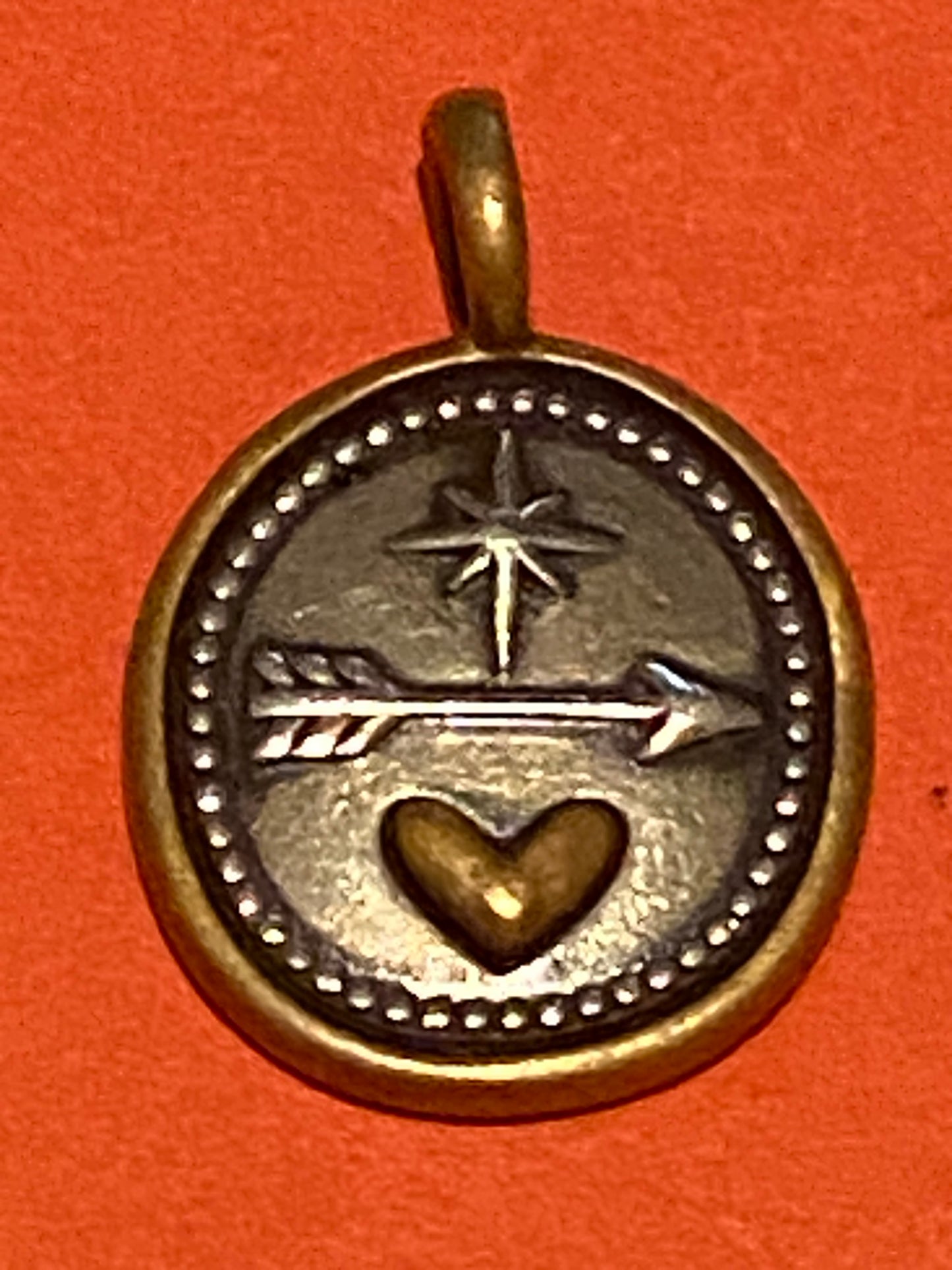 Preowned James Avery Retired Silver and Bronze Follow Your Heart Charm or Pendant Pre-Owned