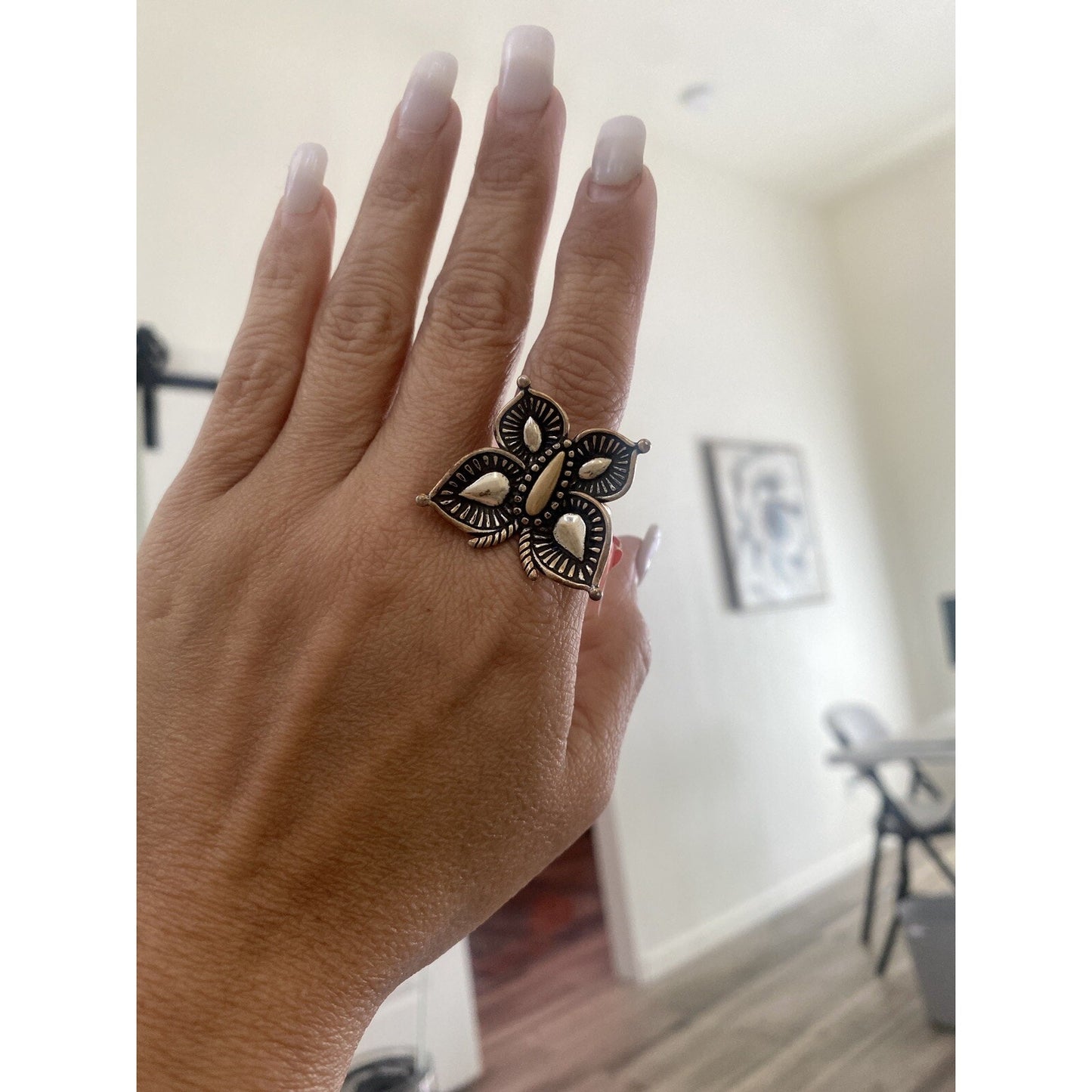 Brand New Retired James Avery Mariposa Butterfly Bronze & Silver Ring Size 8.5 Pre-Owned