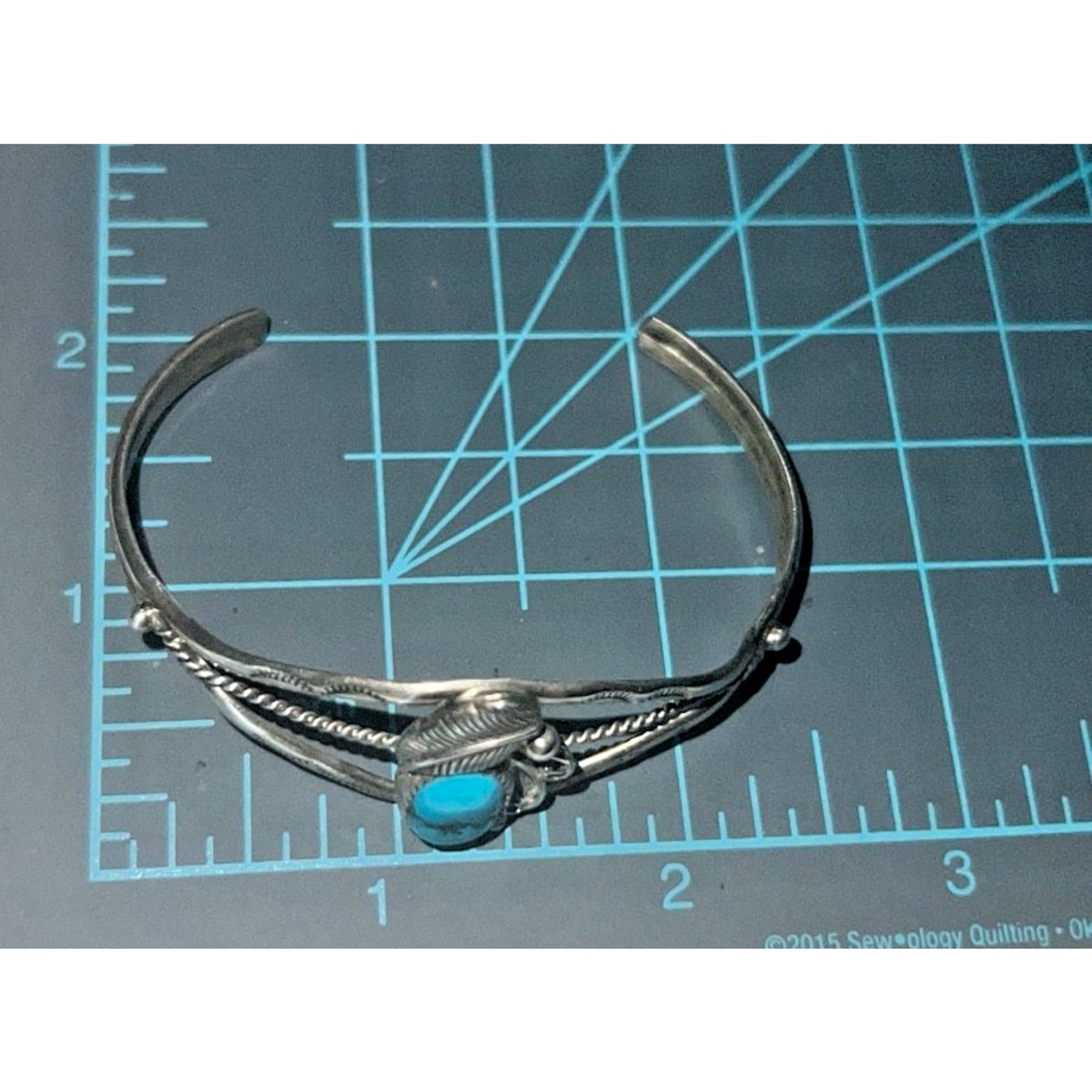 Vintage Navajo Sterling Silver Turquoise Cuff Bracelet Native American Southwest