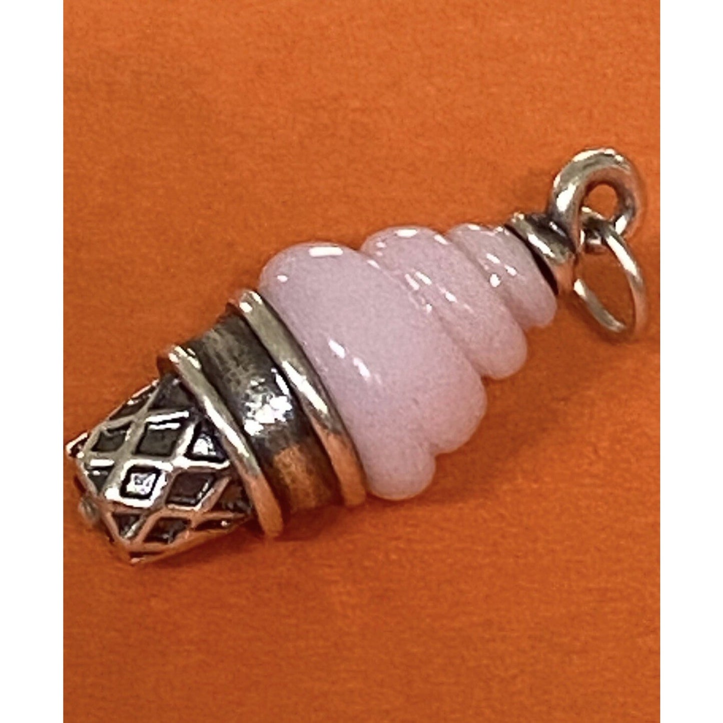 James Avery Retired Hard To Find Silver And Pink Glass Ice Cream Cone Charm Pre-Owned