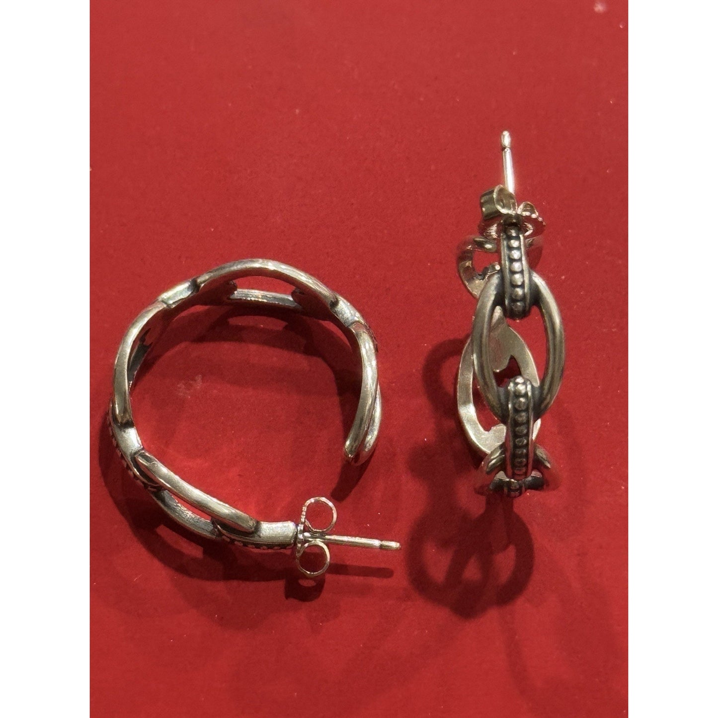 James Avery Retired Sterling Silver Beaded Connected Link Earrings Pre-Owned