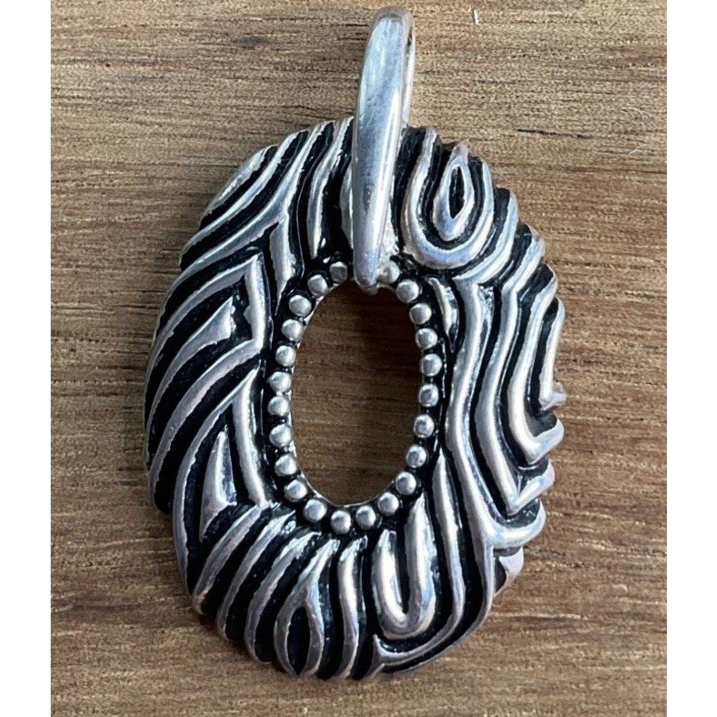 Sterling Silver Southwestern Openwork Pendant 925 Oval Artisan Statement