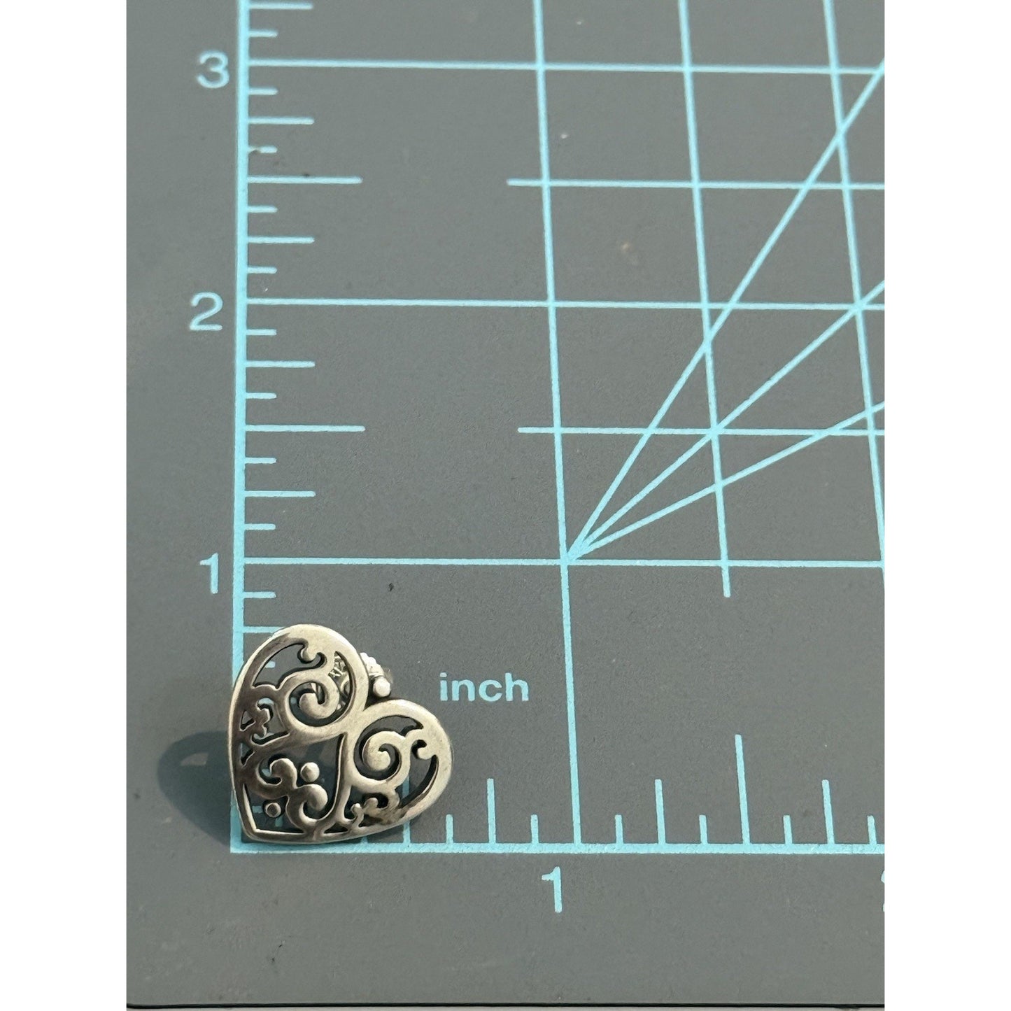 James Avery Retired Sterling Silver Open Heart French Scroll Heart Earrings Pre-Owned