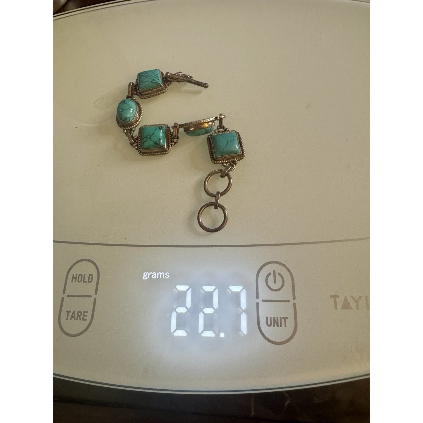 Vintage 925 Sterling Turquoise Bracelet 22.7g Adjustable Toggle Southwest Style