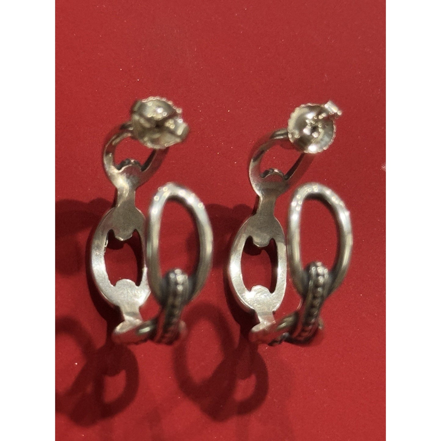James Avery Retired Sterling Silver Beaded Connected Link Earrings Pre-Owned