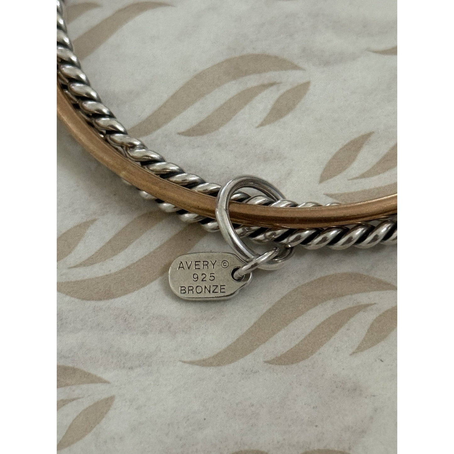 Pre Owned James Avery Retired Bronze & Sterling Silver Twist Bangle Bracelets