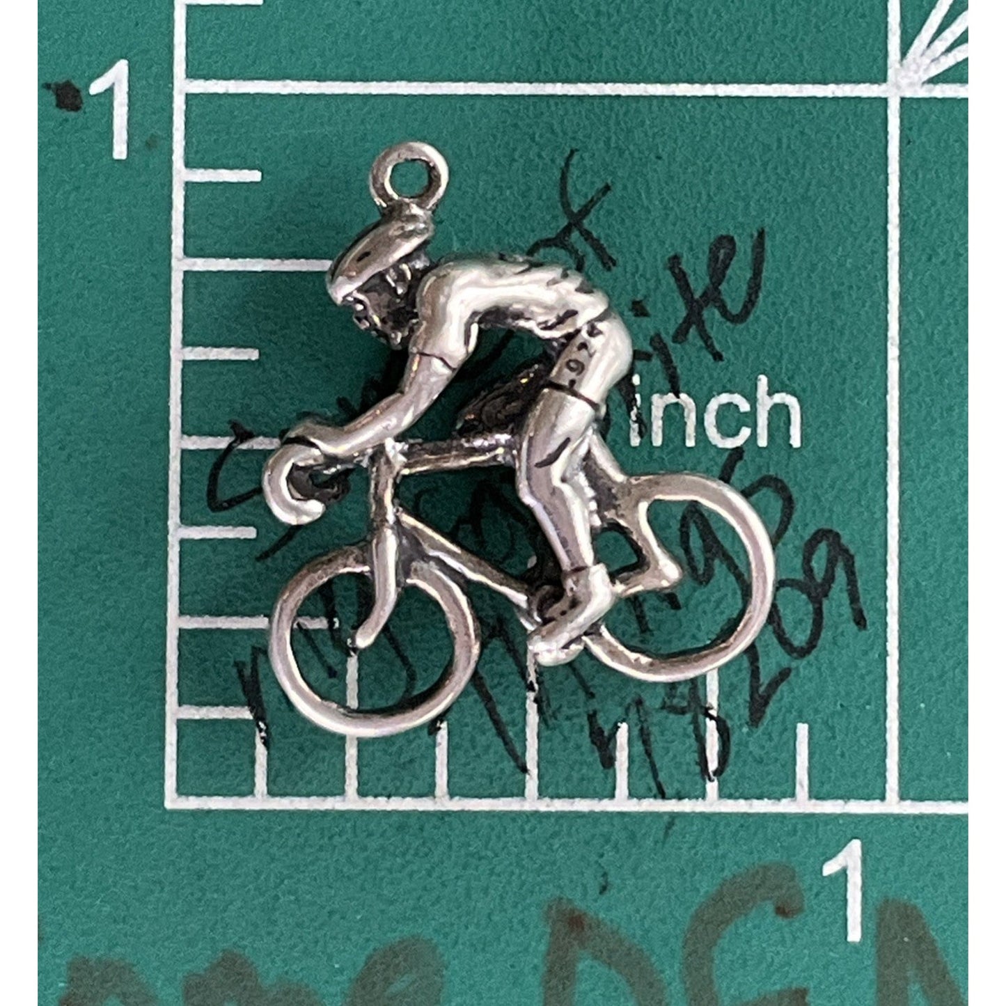 925 Sterling Silver Bicyclist Charm