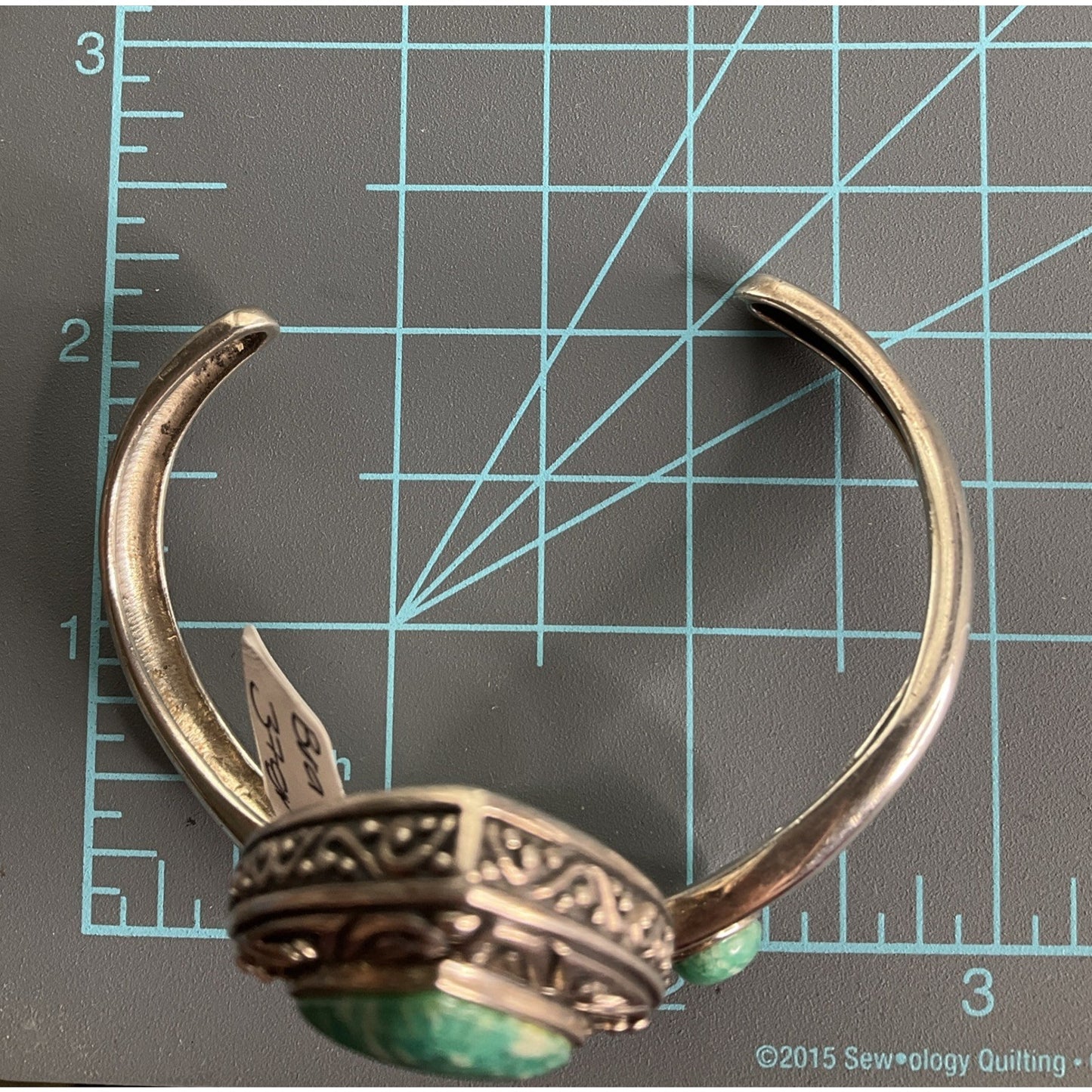 Vintage Sterling Southwestern Silver Signed NK Amazonite Cuff Bracelet 37 Grams!