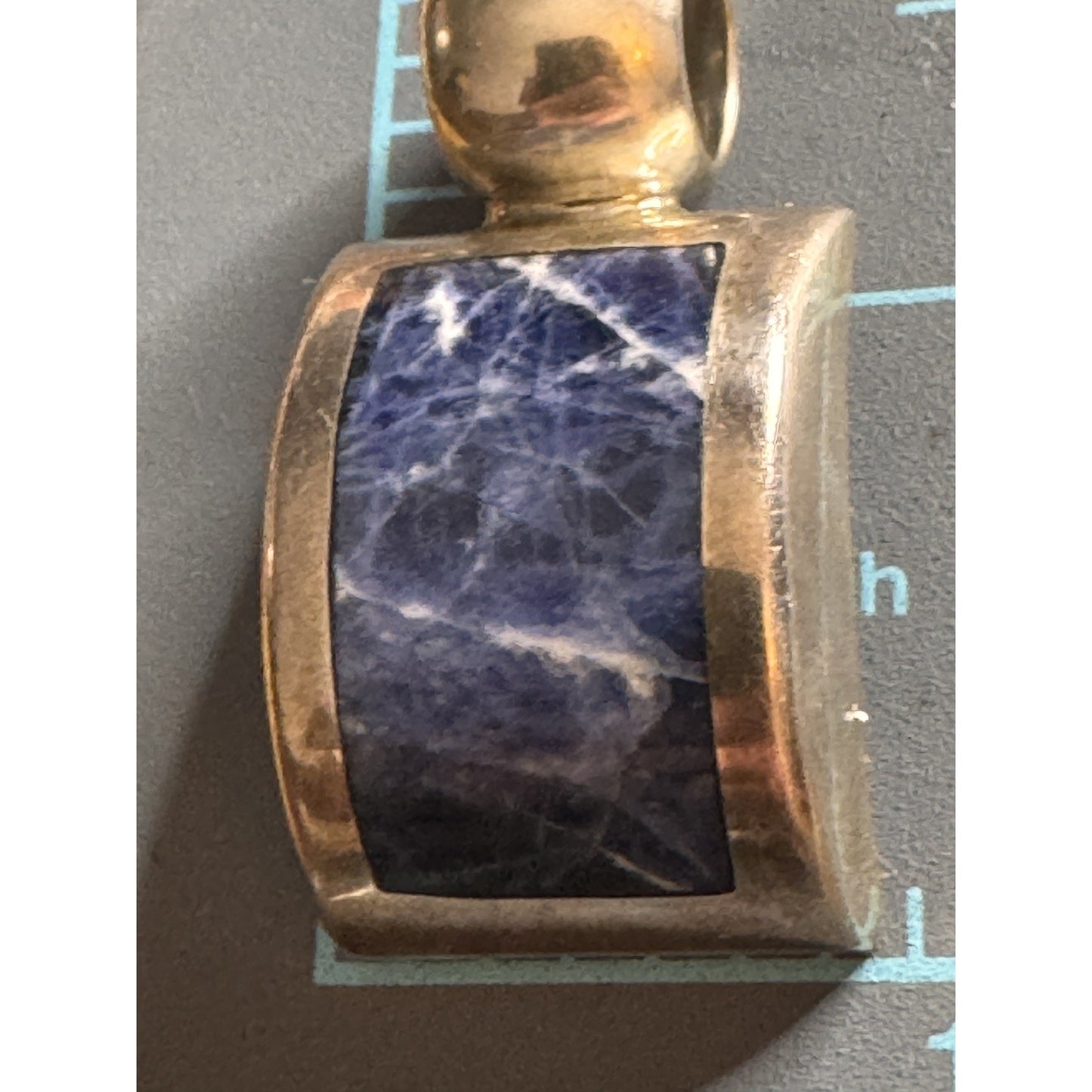 Vintage ATI Mexico 925 Sterling Silver Sodalite Pendant Modernist 15g