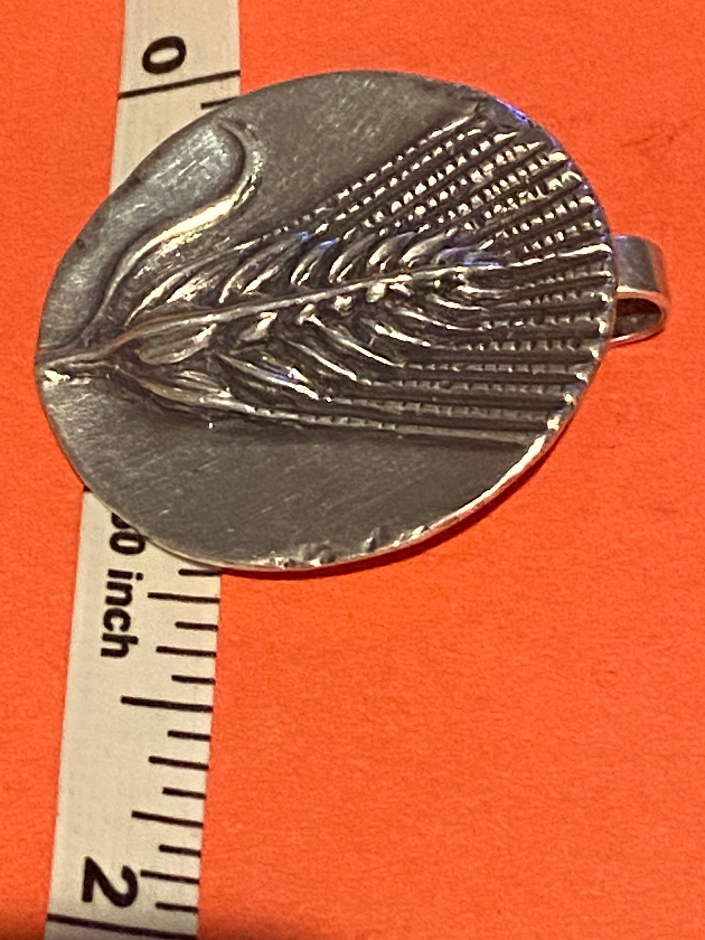 Preowned Large Retired James Avery Silver Wheat Stalk Harvest FALL Pendant 1” 7/8" Pre-Owned