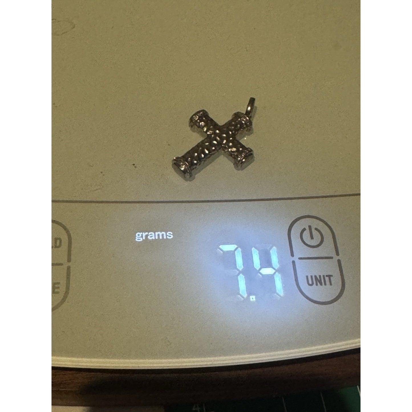 BH 925 Sterling Silver Diamond Accent Nugget Cross Pendant 7.4g 1.6”