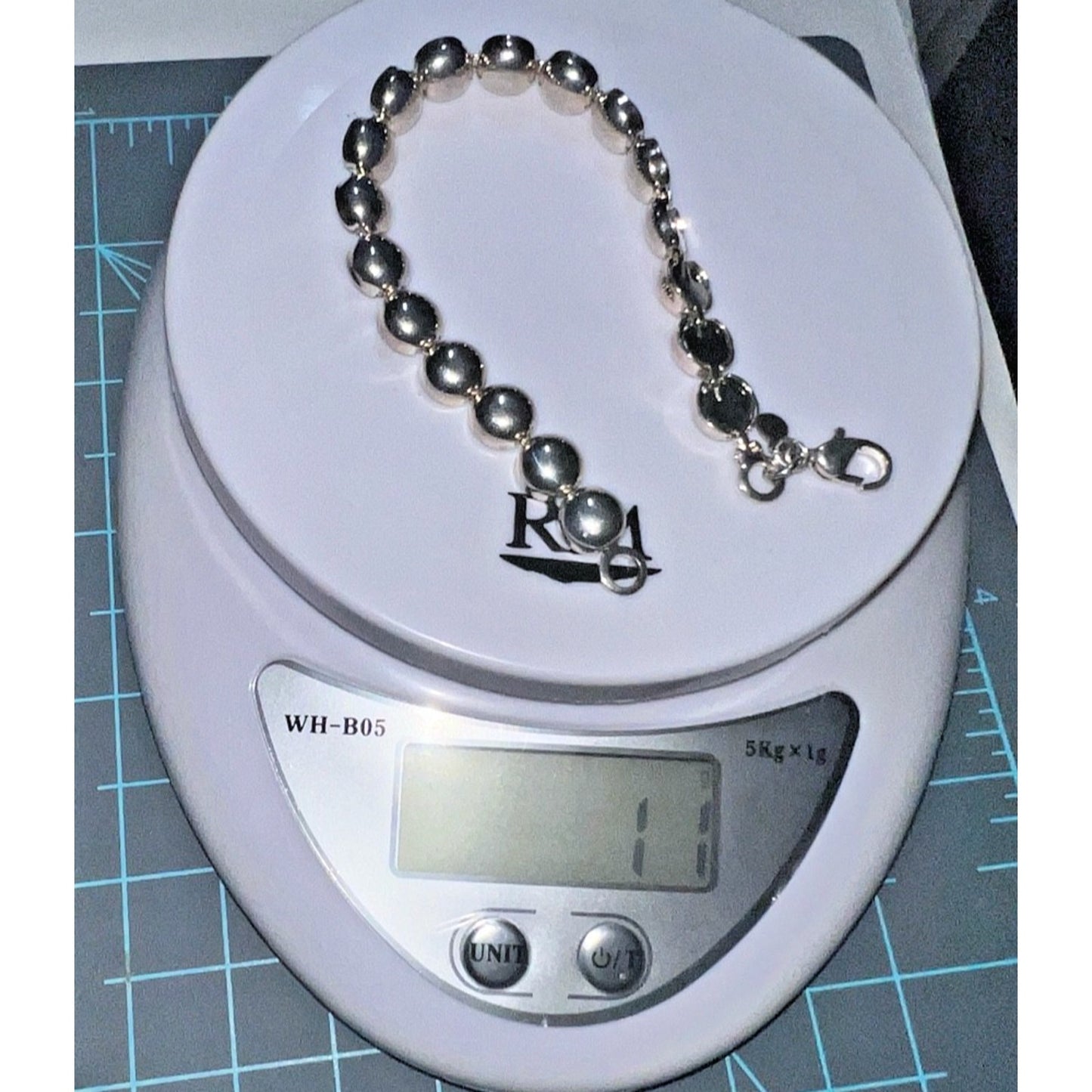 Vintage Premier Designs Sterling Silver Half Dome Bead Bracelet 7.5 11g Crown PD