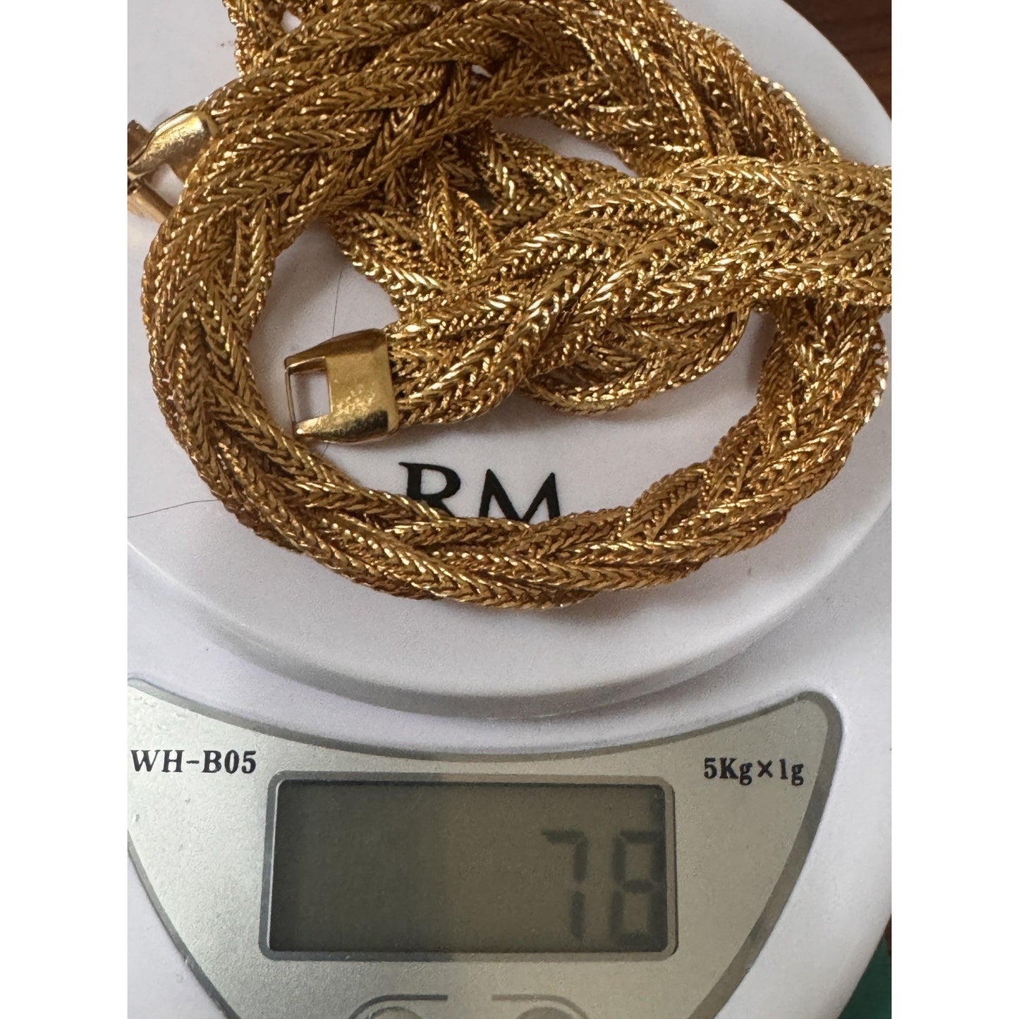 Vintage Wide Gold Tone Woven Braided Mesh Chain Necklace 23.5” 76g, 1970 - 1980s