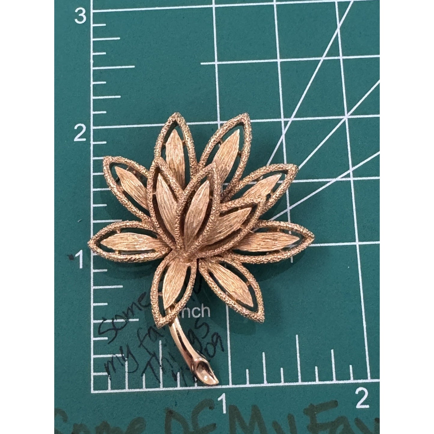 Vintage 1971 Avon Lotus Flower Brooch Gold Tone Precious Pretenders Floral Pin