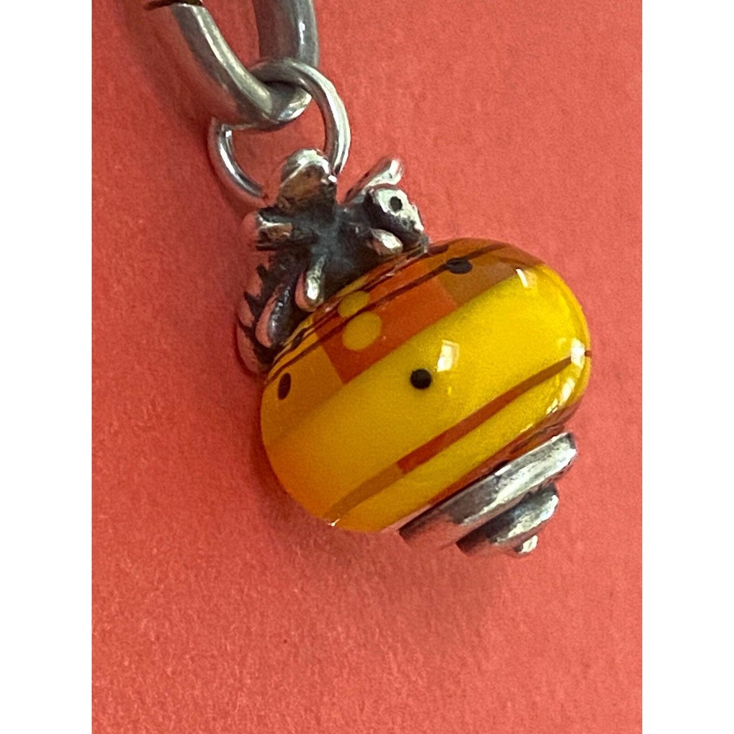 James Avery Retired Silver Finial Original Release Honey Bee Glass Art Bead Pre-Owned