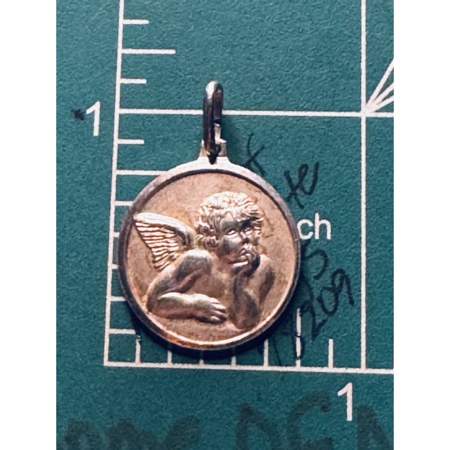 Vintage SU 925 Sterling Silver Italy Raphael Cherub Angel Medal Charm / Pendant