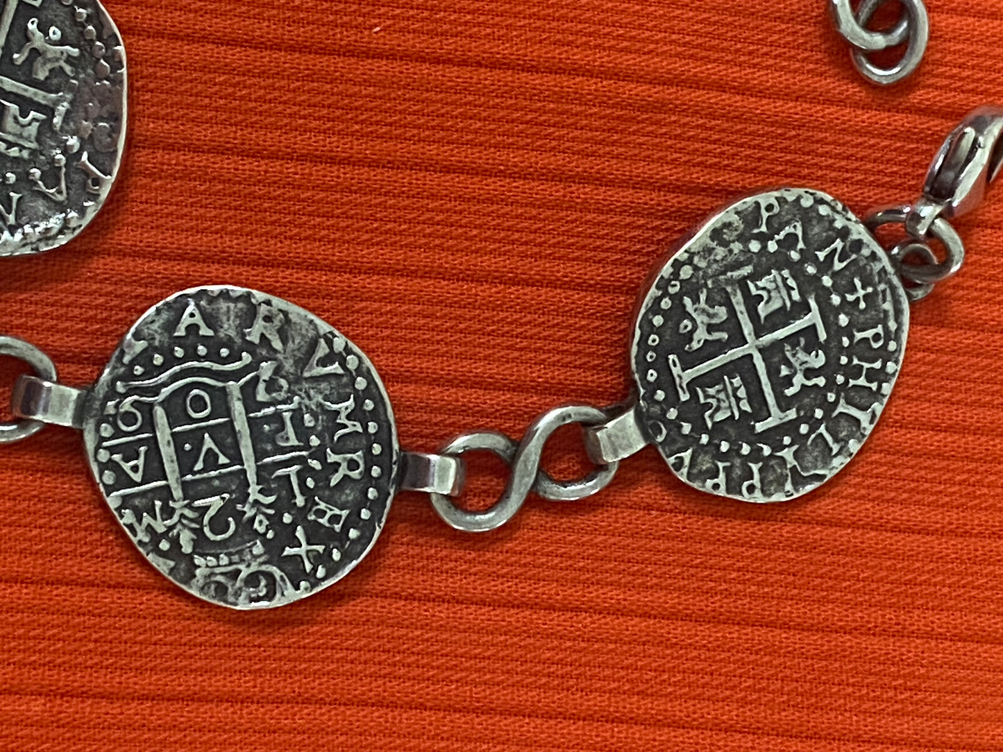 Preowned James Avery Retired HTF Rare Silver Pieces of Eight Bracelet