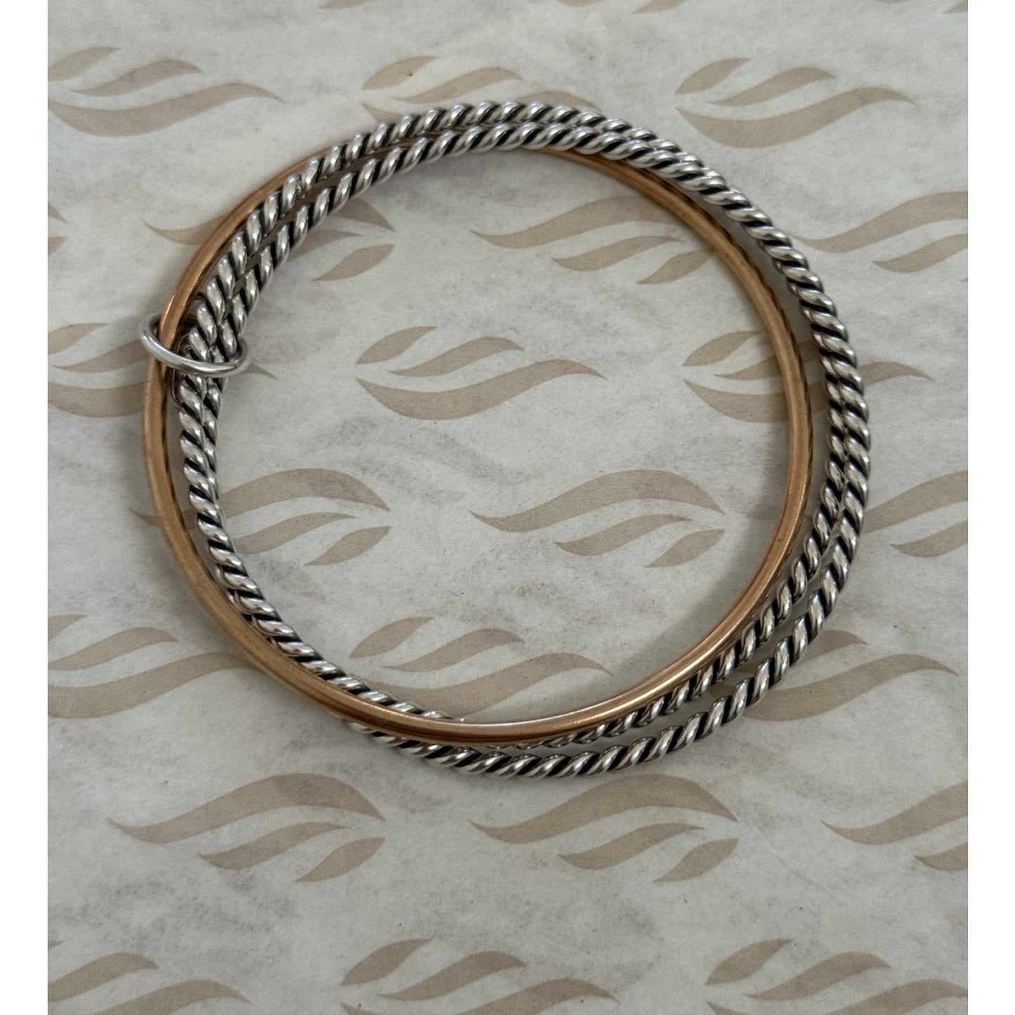 Pre Owned James Avery Retired Bronze & Sterling Silver Twist Bangle Bracelets