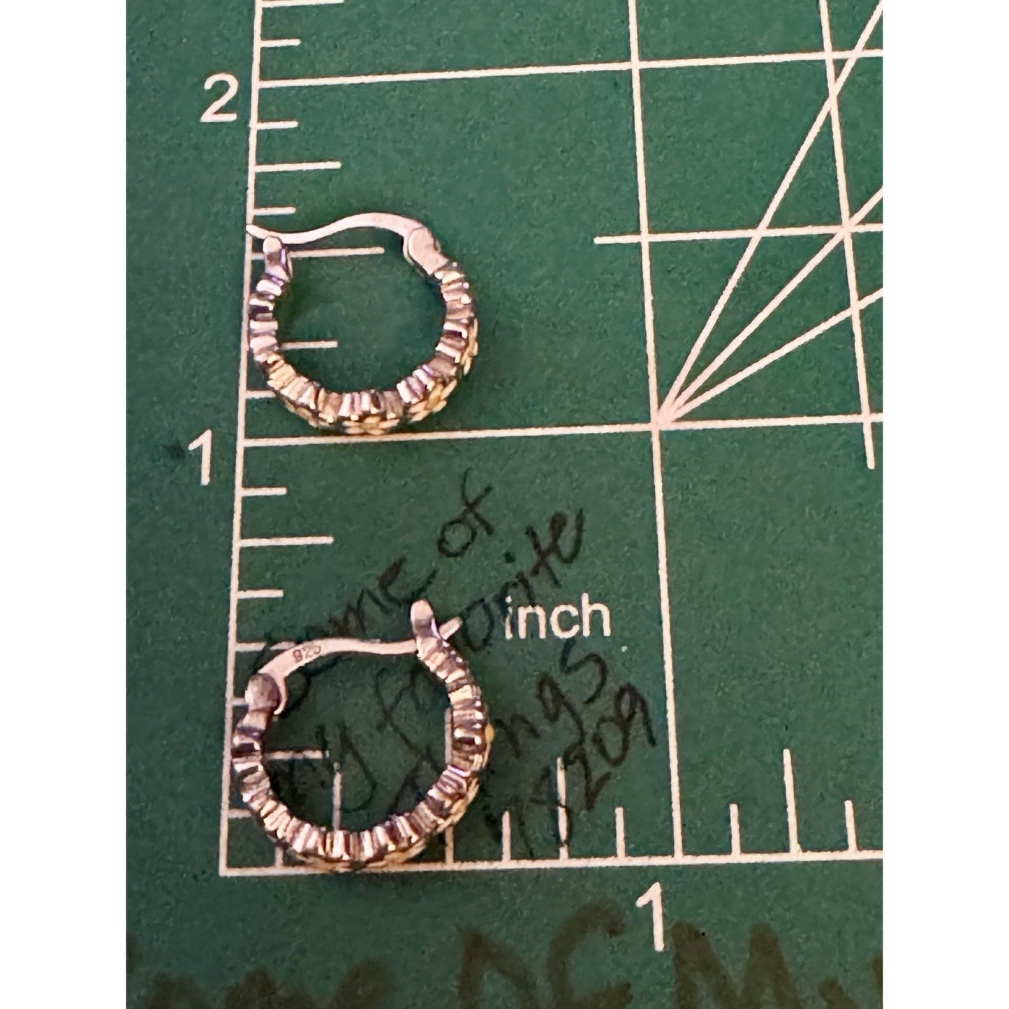 Sterling Silver 925 Enameled Sunflower Huggie Hoop Earrings