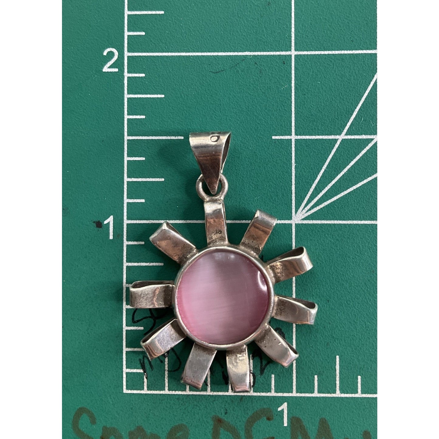 Sterling Silver Pink Cat’s Eye Sun Pendant