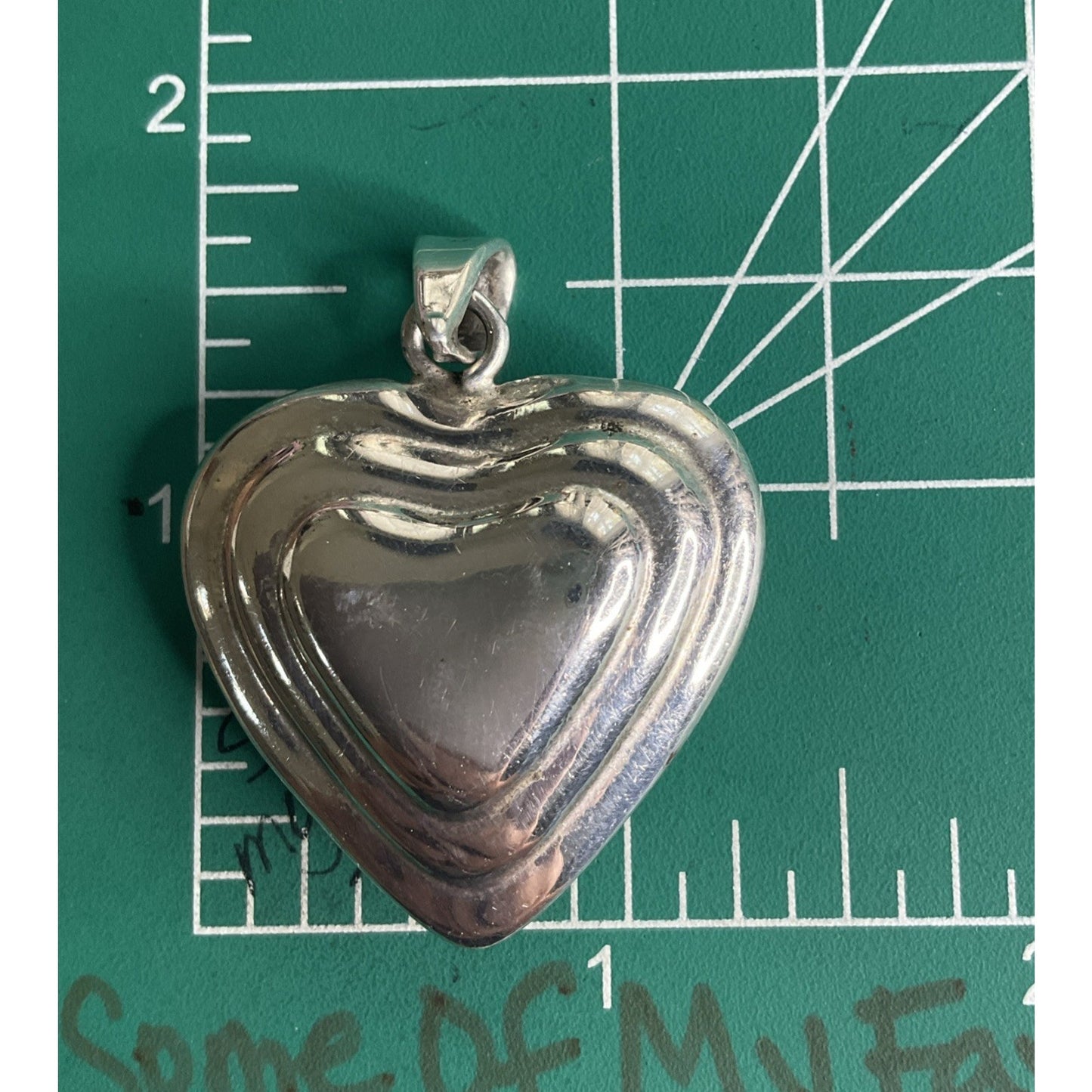 Vintage Sterling Silver Puffy Heart Pendant
