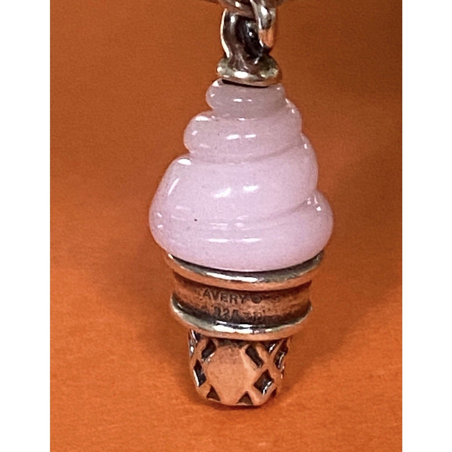 James Avery Retired Hard To Find Silver And Pink Glass Ice Cream Cone Charm Pre-Owned
