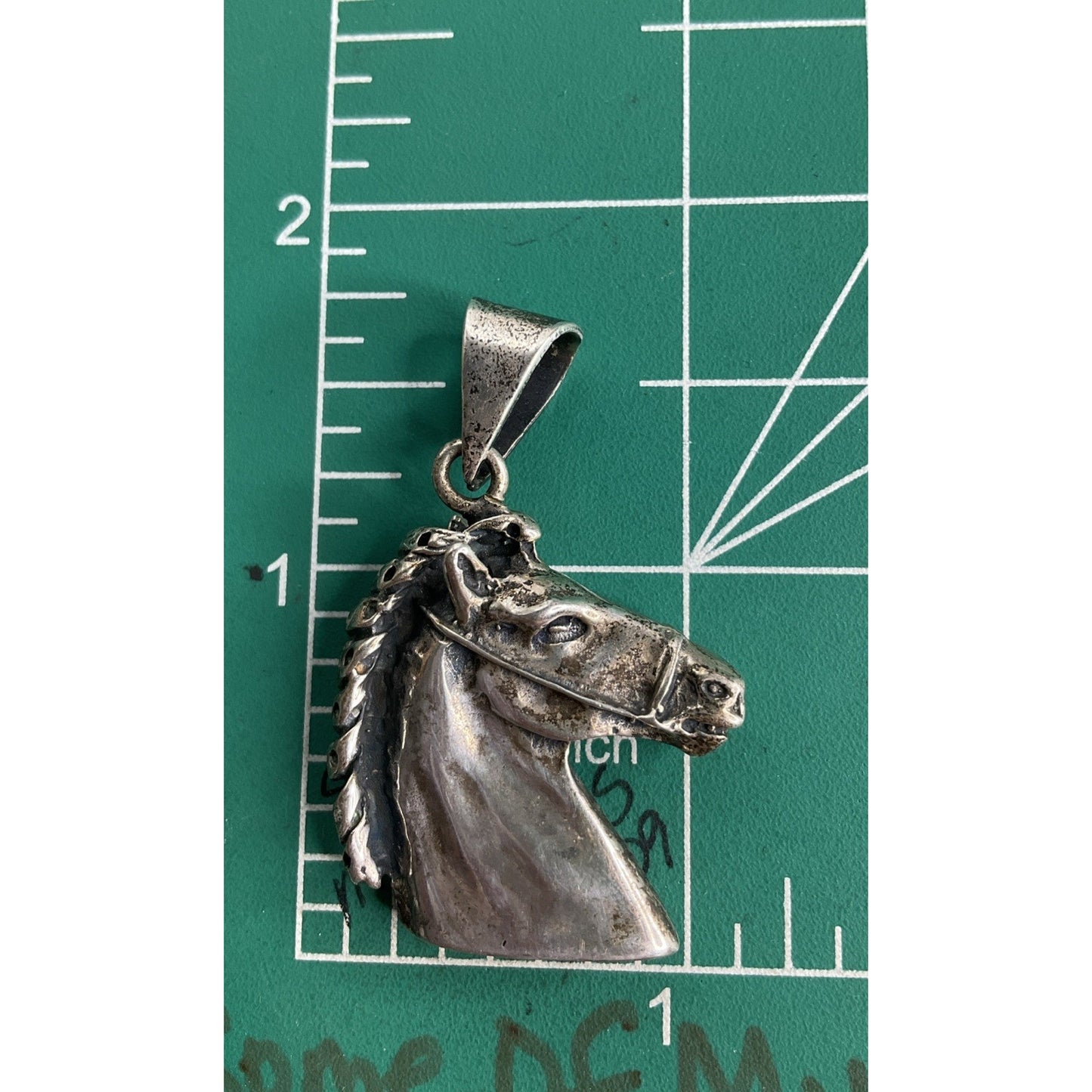 Vintage Silver Tone Horse Head Pendant Western Equestrian Charm Horse