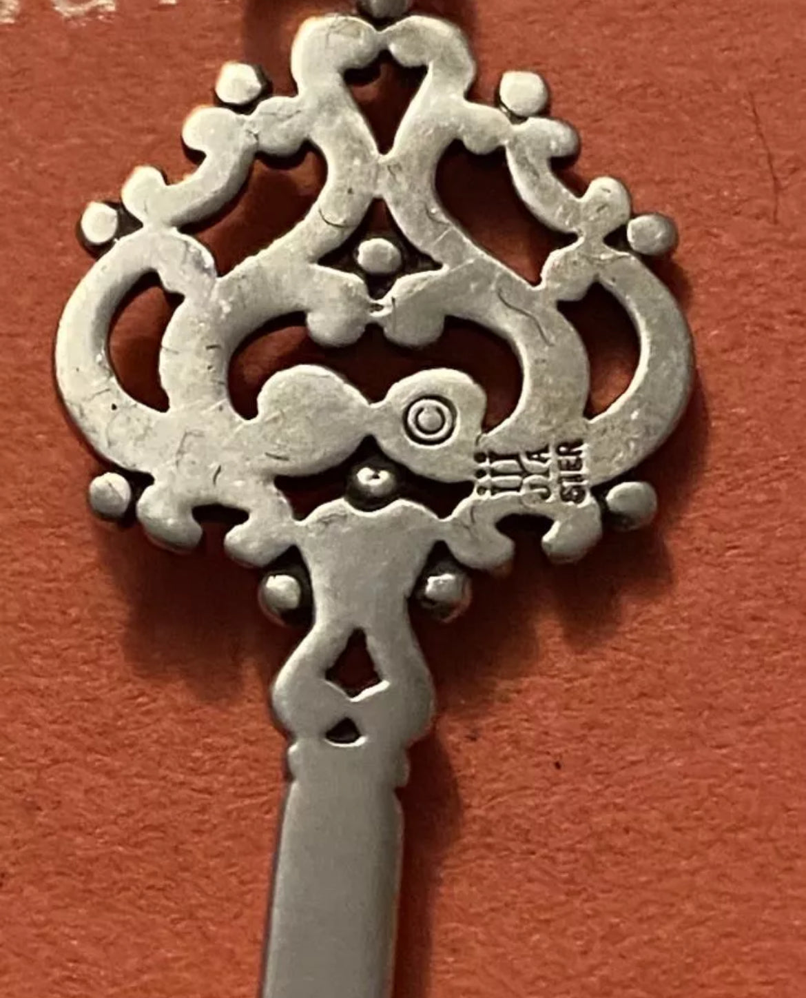 Preowned James Avery Retired Victorian Silver Key Pendant Conveyed From Brooch