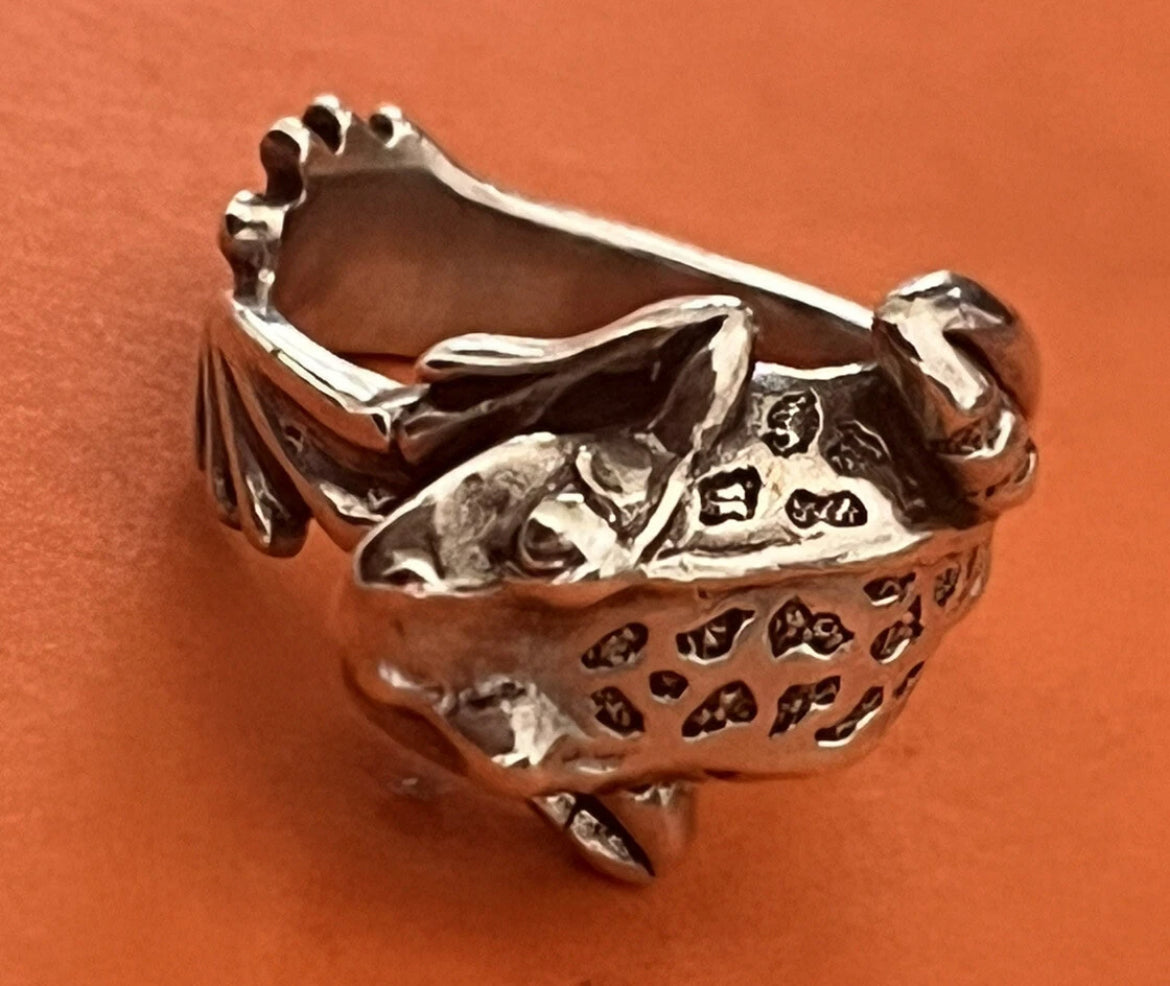 Preowned James Avery Retired Sterling Silver 3D Frog Ring Size 6