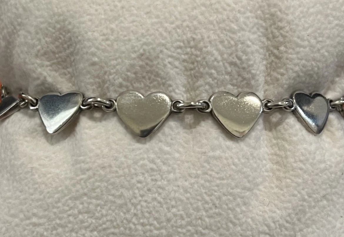 Preowned James Avery Retired Sterling Silver Heart Link Bracelet